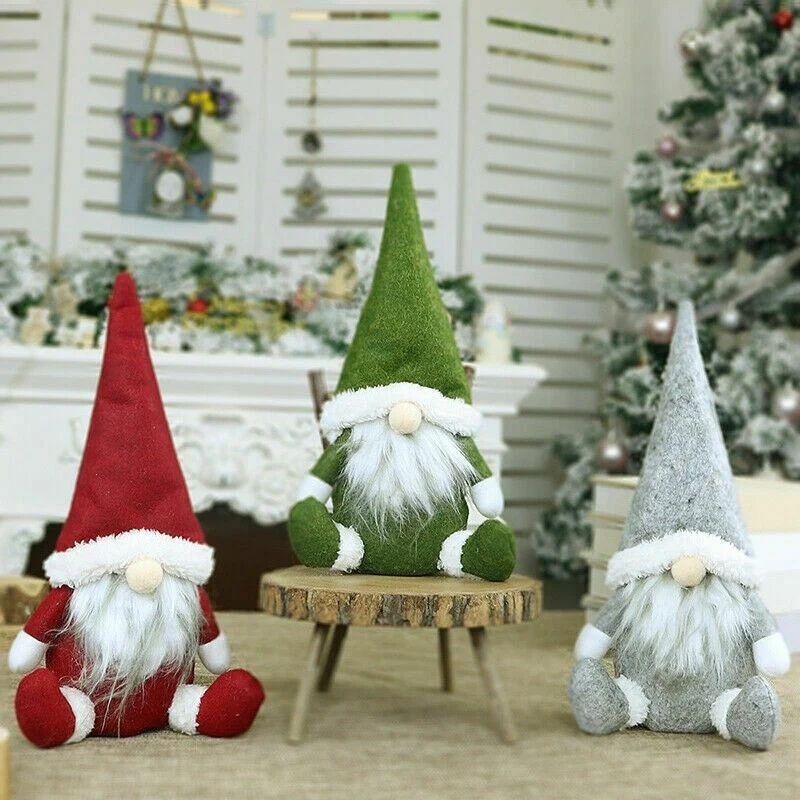 3 Pcs Christmas Faceless Gnome Plush Dolls Xmas Ornament