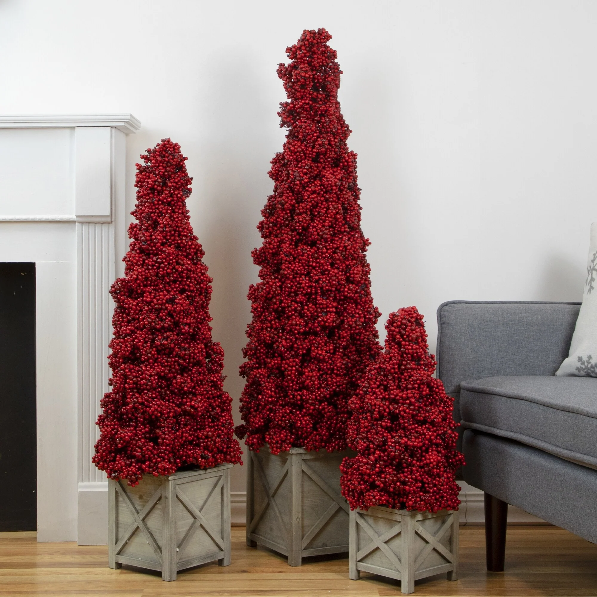 Artificial Berry Cone Potted Christmas Topiary - 40