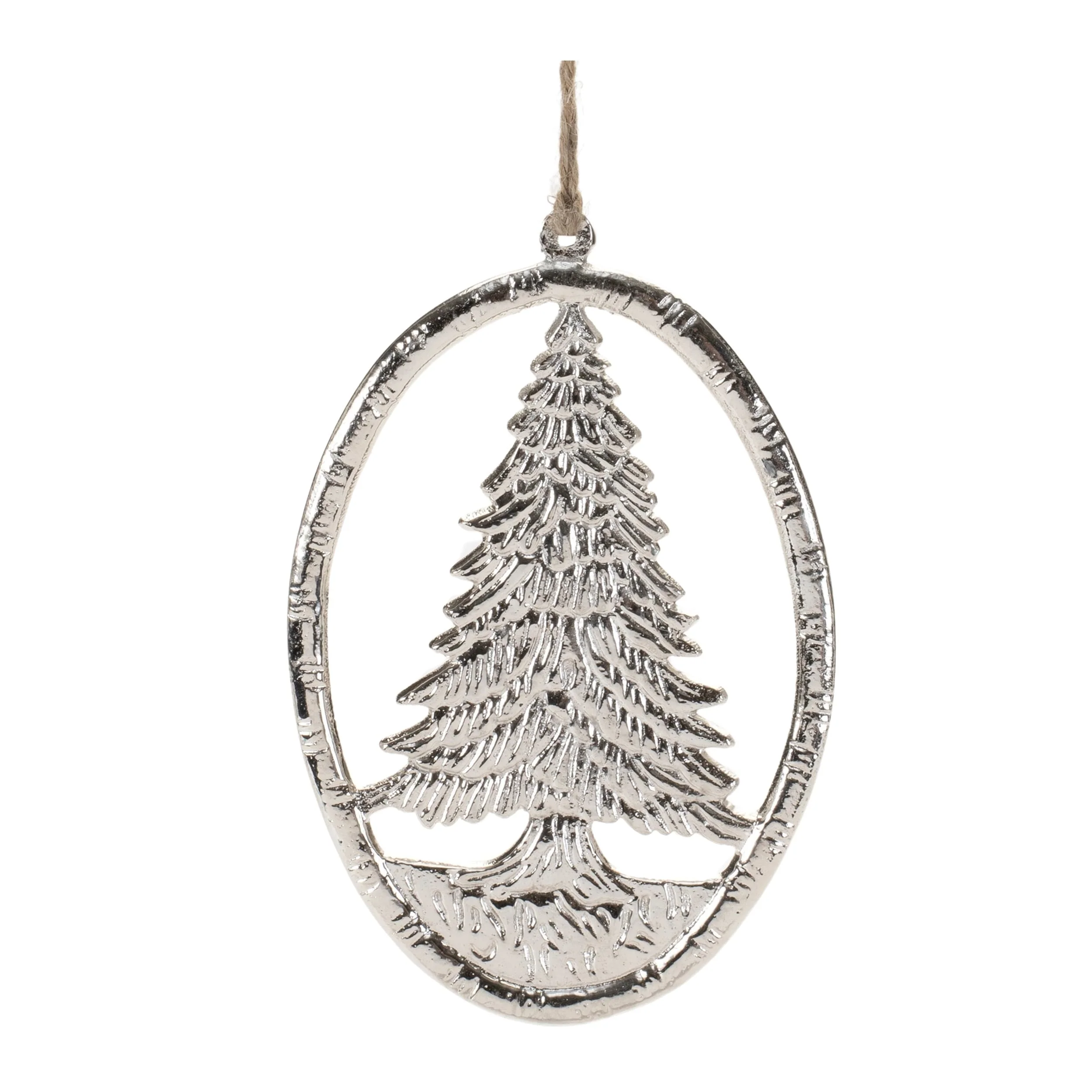 Set of 12 Metal Pine Tree Ornaments for Holiday Tree