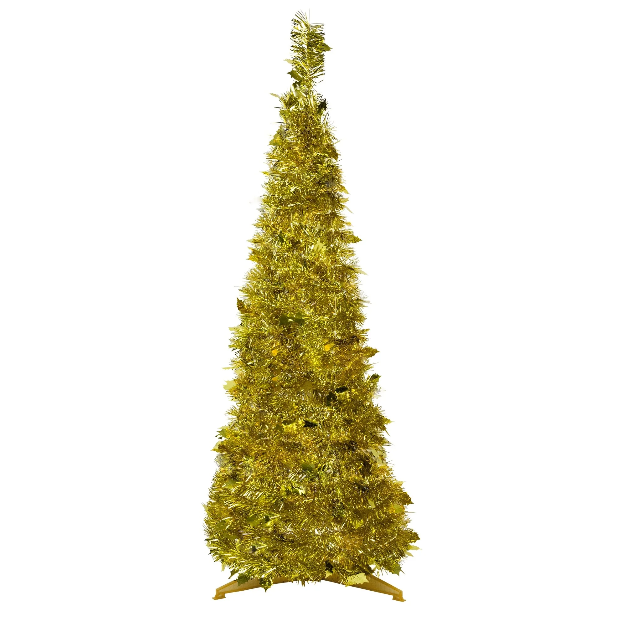 4' Gold Tinsel Pop-Up Artificial Christmas Tree, Unlit - 4 Foot