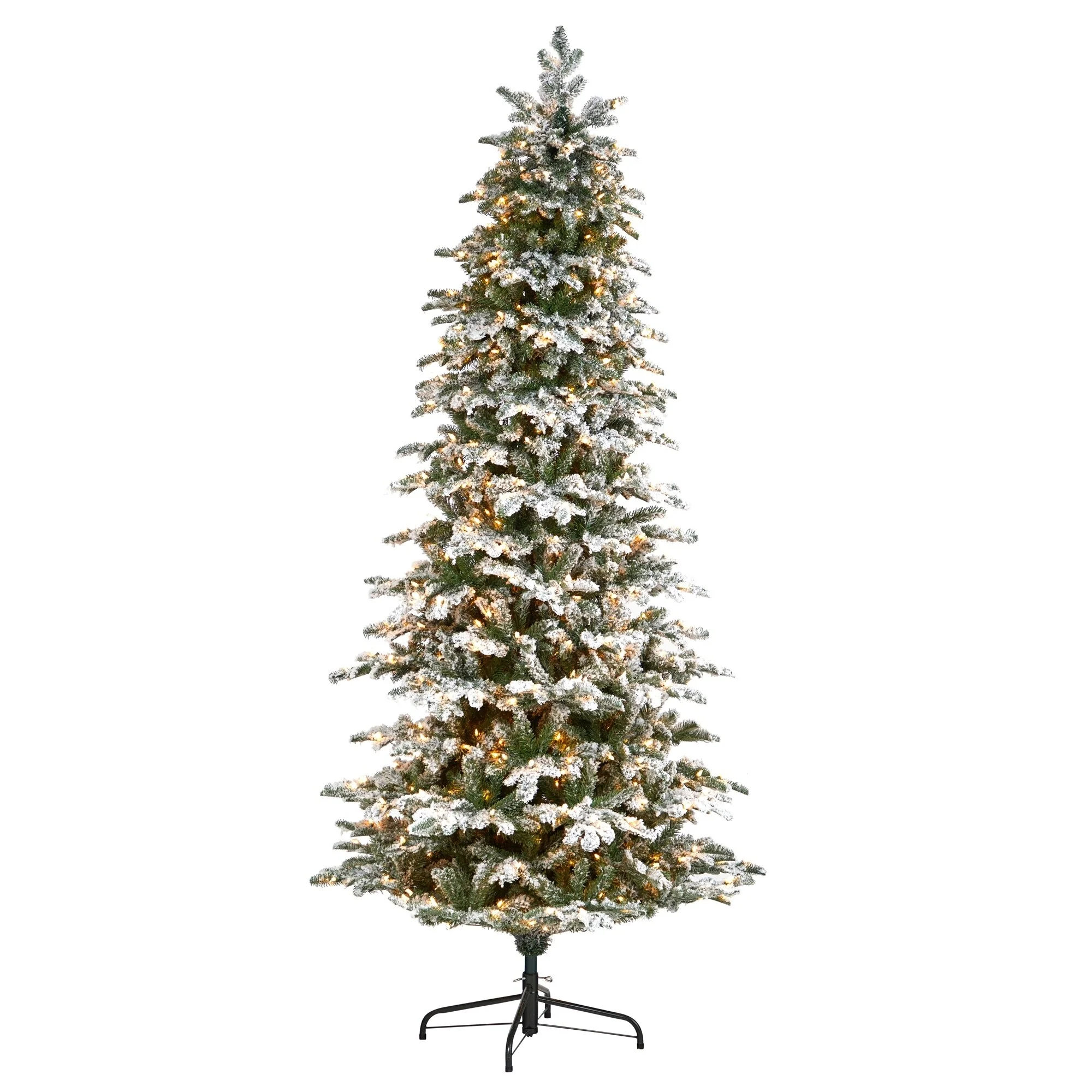 8' Flocked North Carolina Fir Artificial Christmas Tree Clear LED - 8 Foot