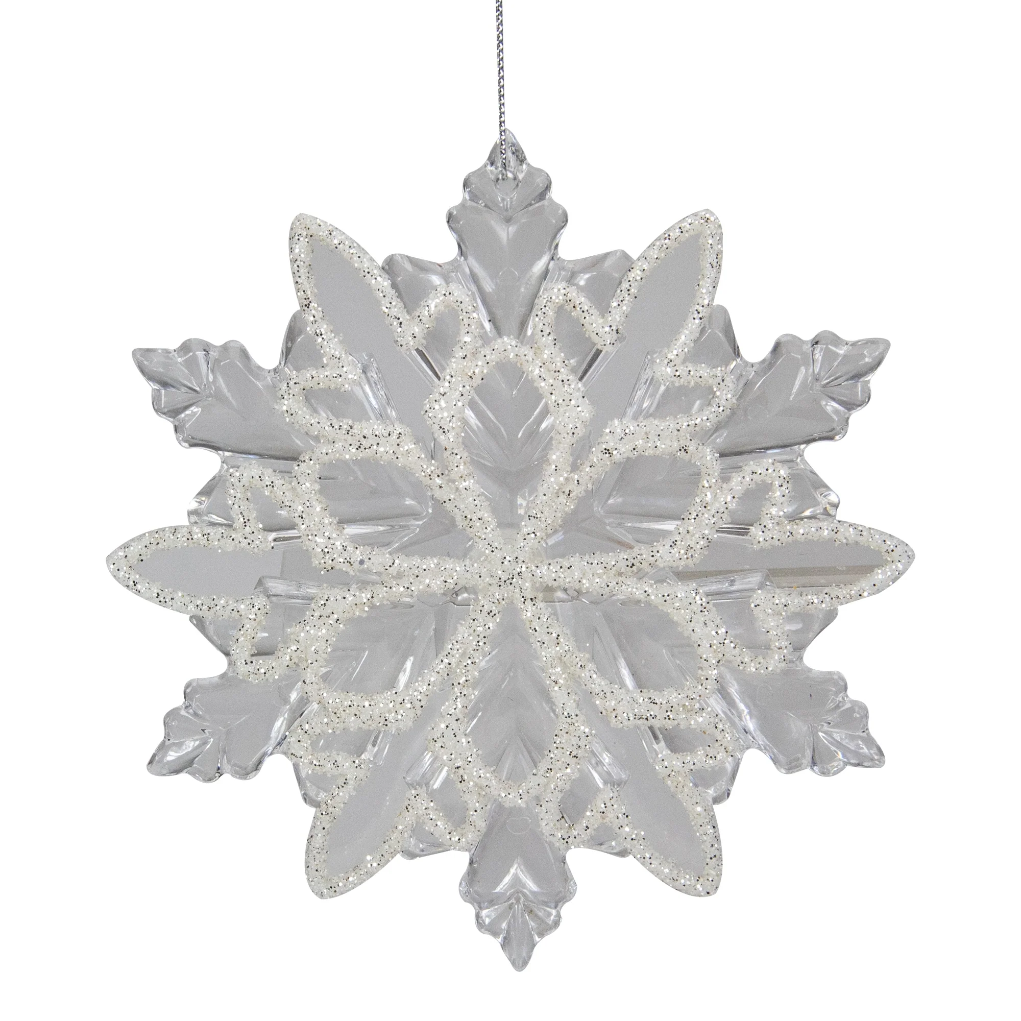 Snowflake with Glitter Design Christmas Ornament - 5.5