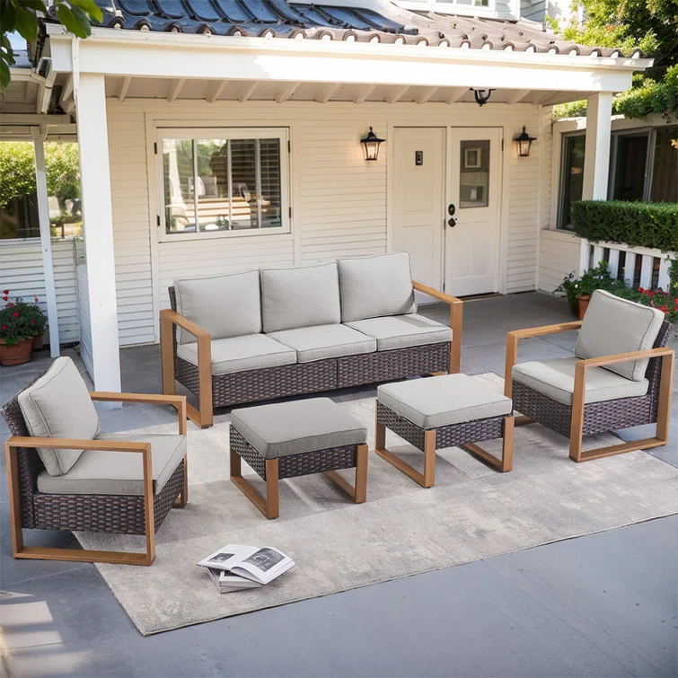 Zaheera 5 - Person Outdoor Seating Group with Cushions