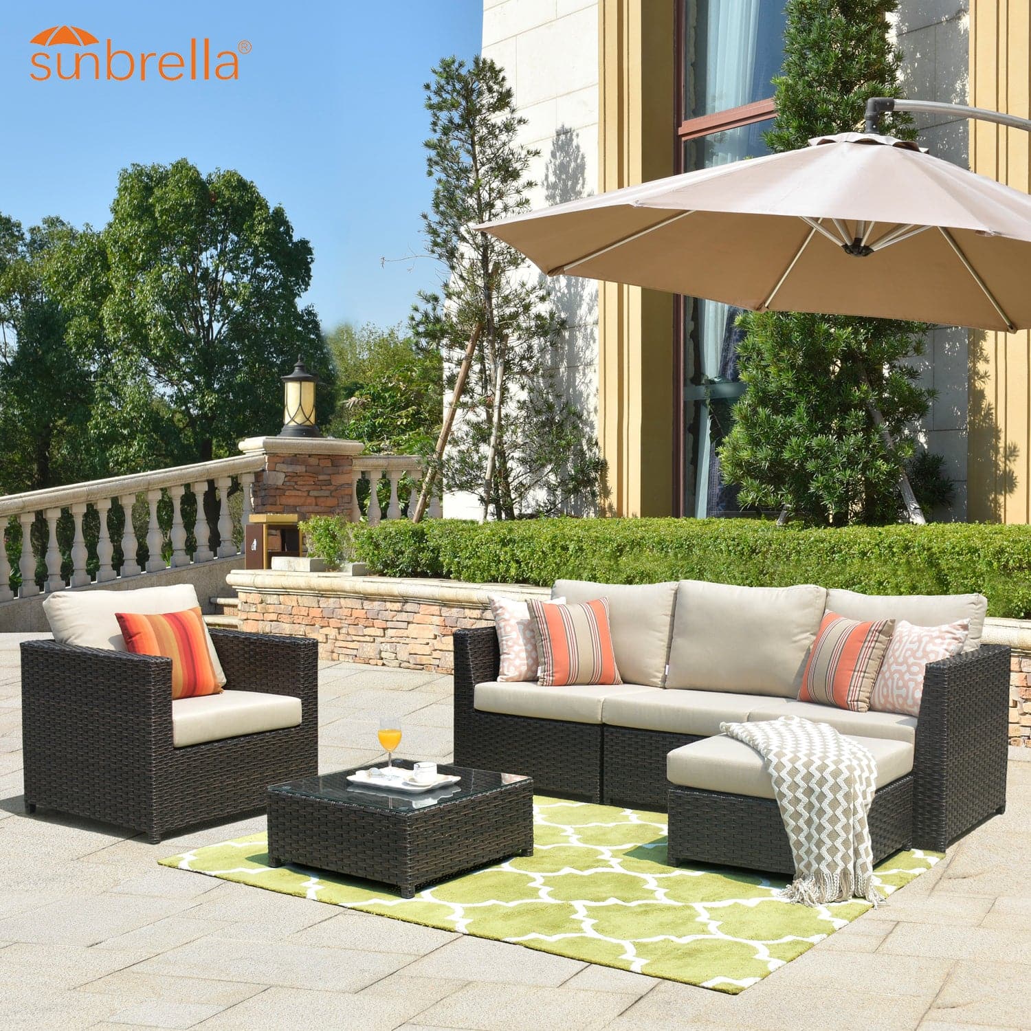 Ovios Patio Furniture Set Bigger Size Sunbrella 6-Piece, King Series, Fully Assembled