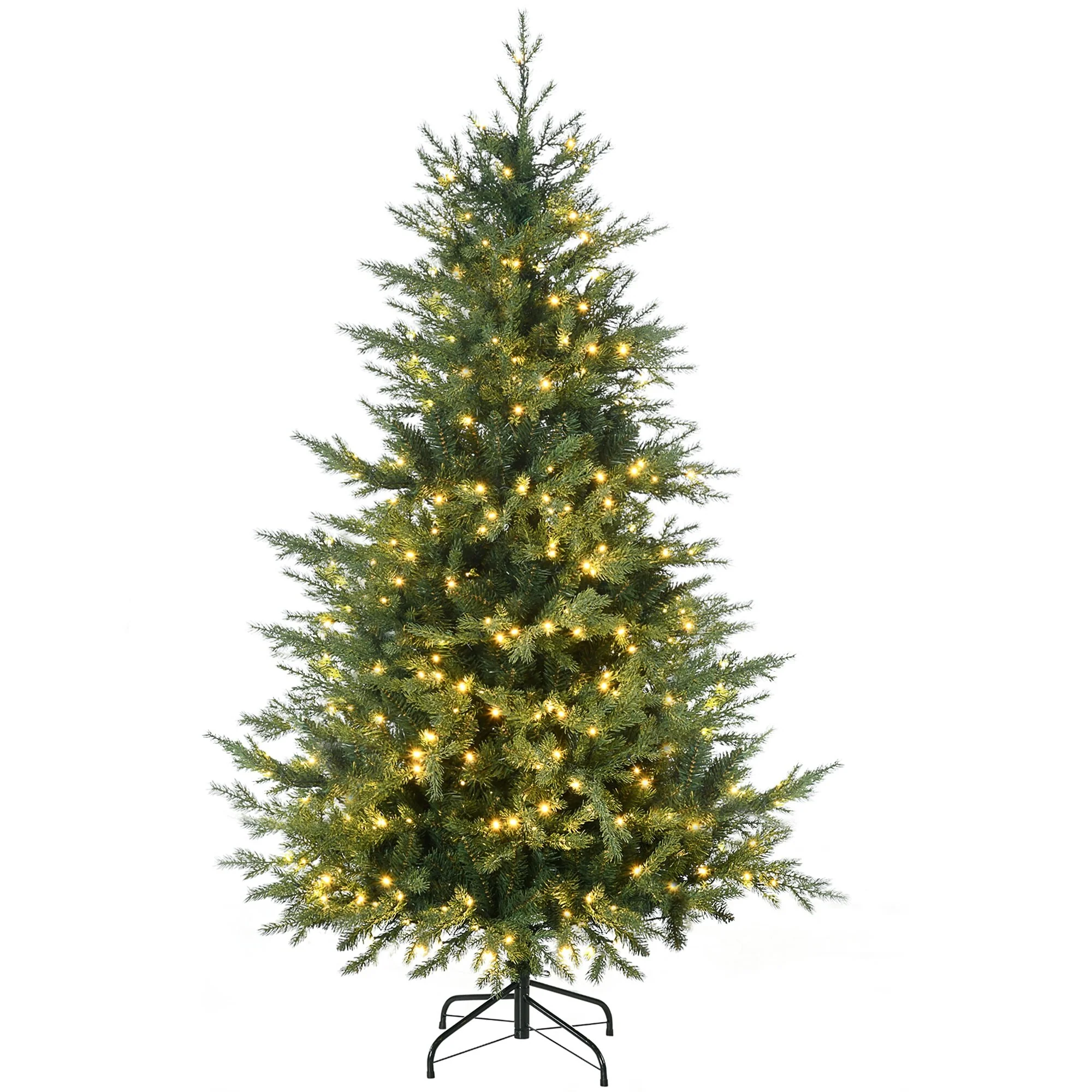 Realistic 6ft Prelit Christmas Tree with 400 Warm White LED Lights, 2328 Branches, Auto-Open, 8 Light Modes for Holiday Cheer