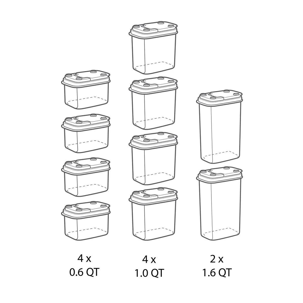 Buddeez Multi-size Stacking Bins with Flip Lids Plastic (Set of 10)