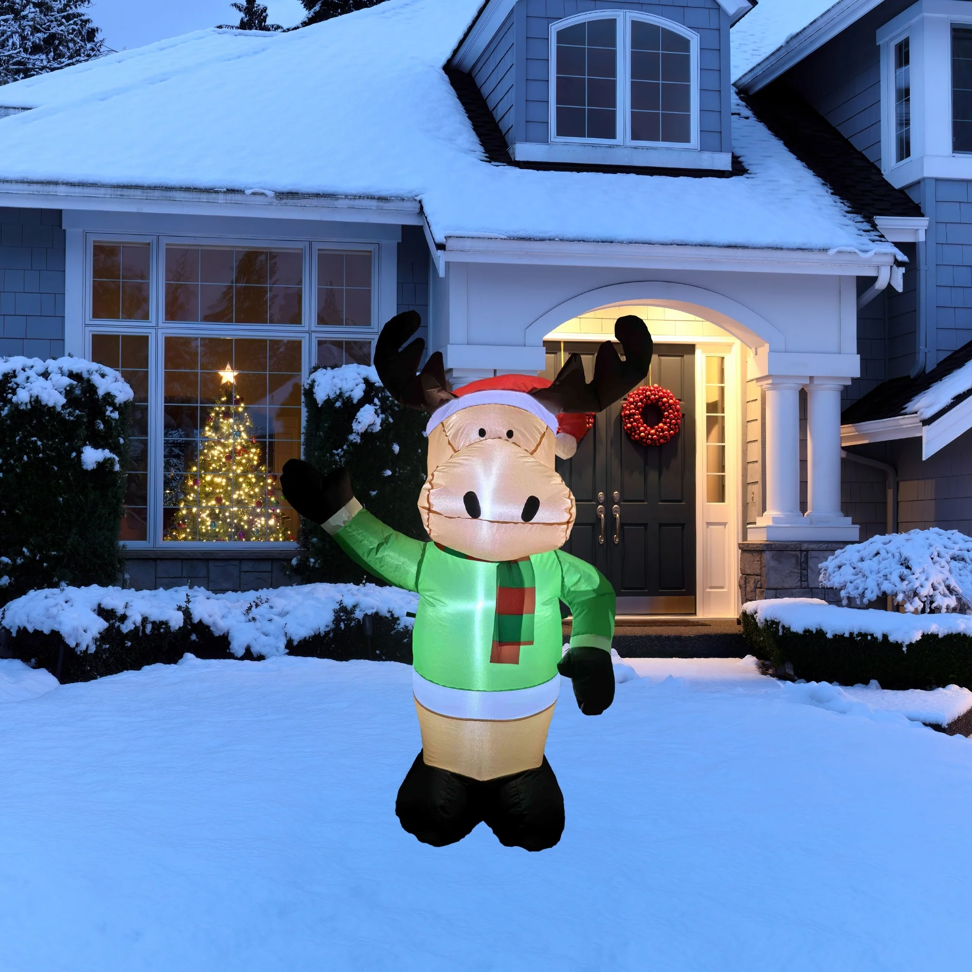 Lighted Inflatable Moose Outdoor Christmas Decoration - 4.25' - Brown