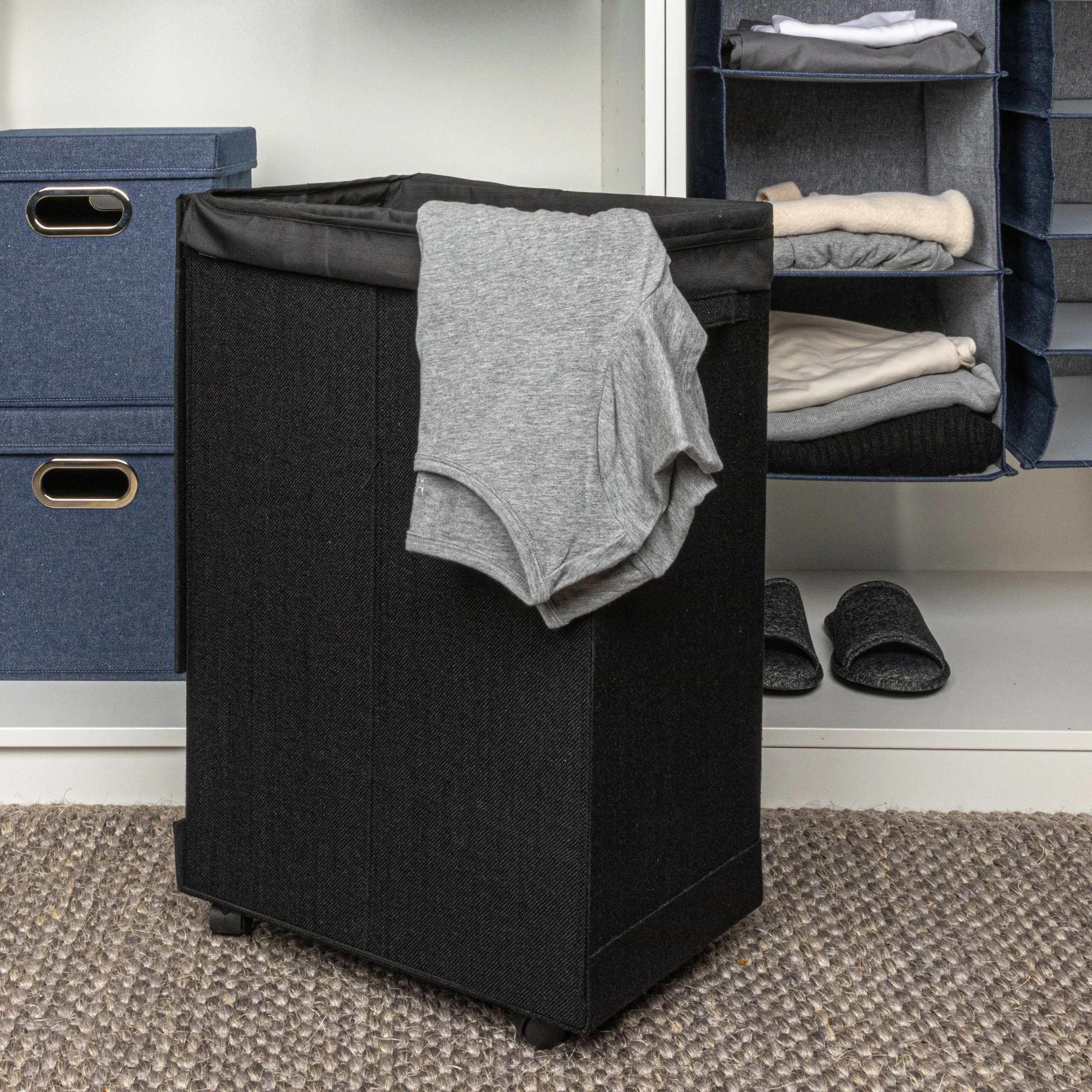 Household Essentials Collapsible Laundry Hamper with Liner and Lid - 10.0