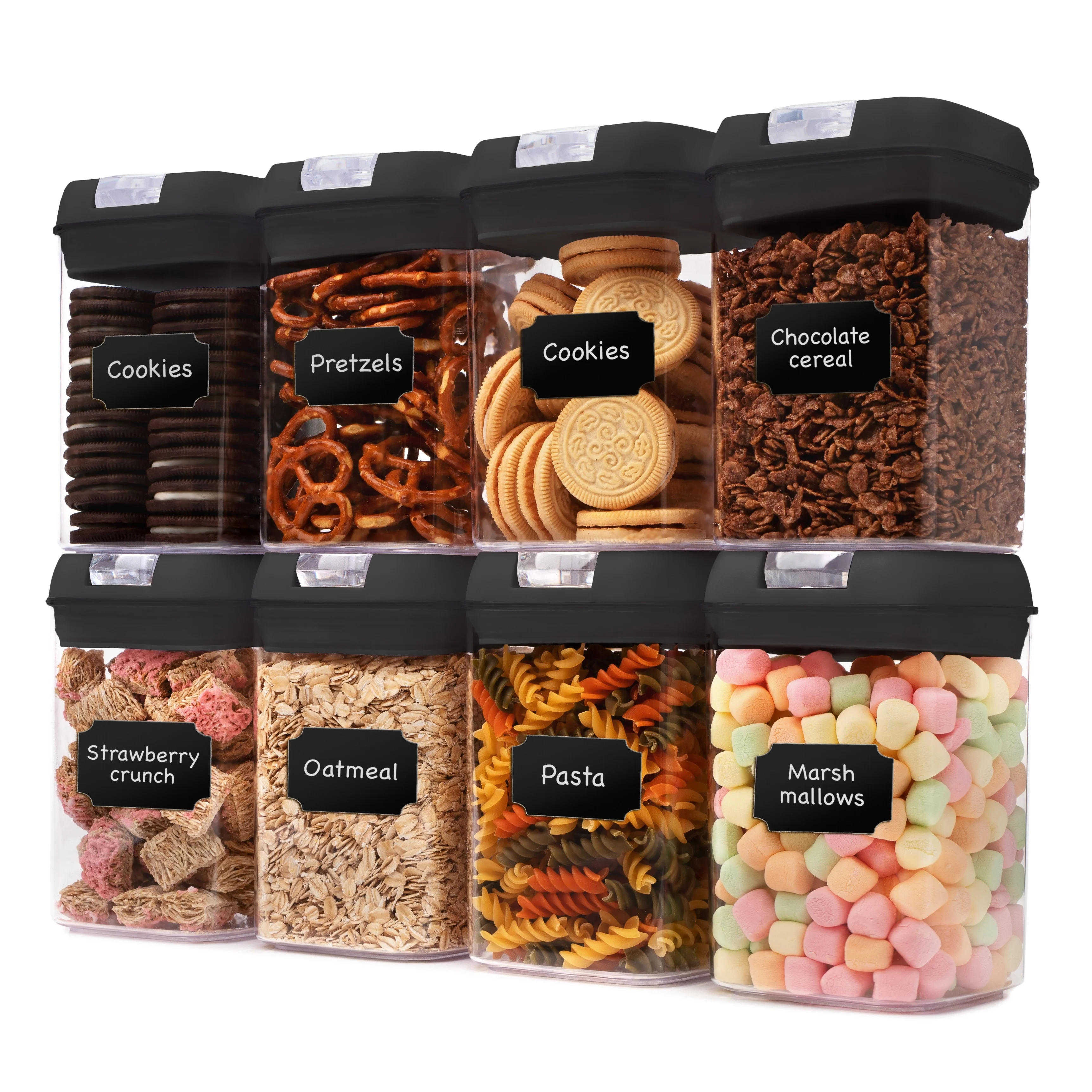 Cheer Collection Set of 8 Uniform Size Airtight Food Storage Containers