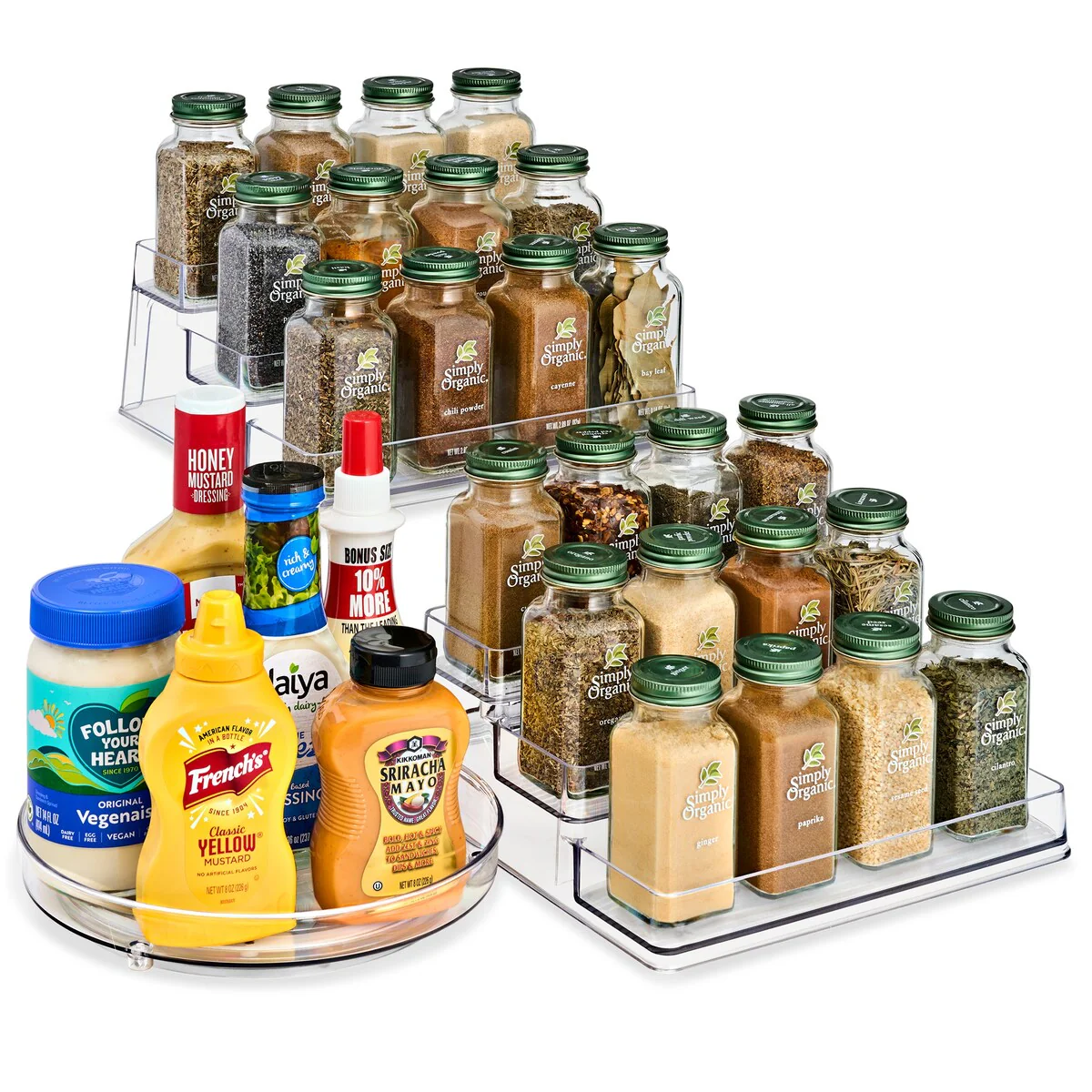 Sorbus Spices Organizer Set with Lazy Susan and 3-Tier Spice Shelf - 10