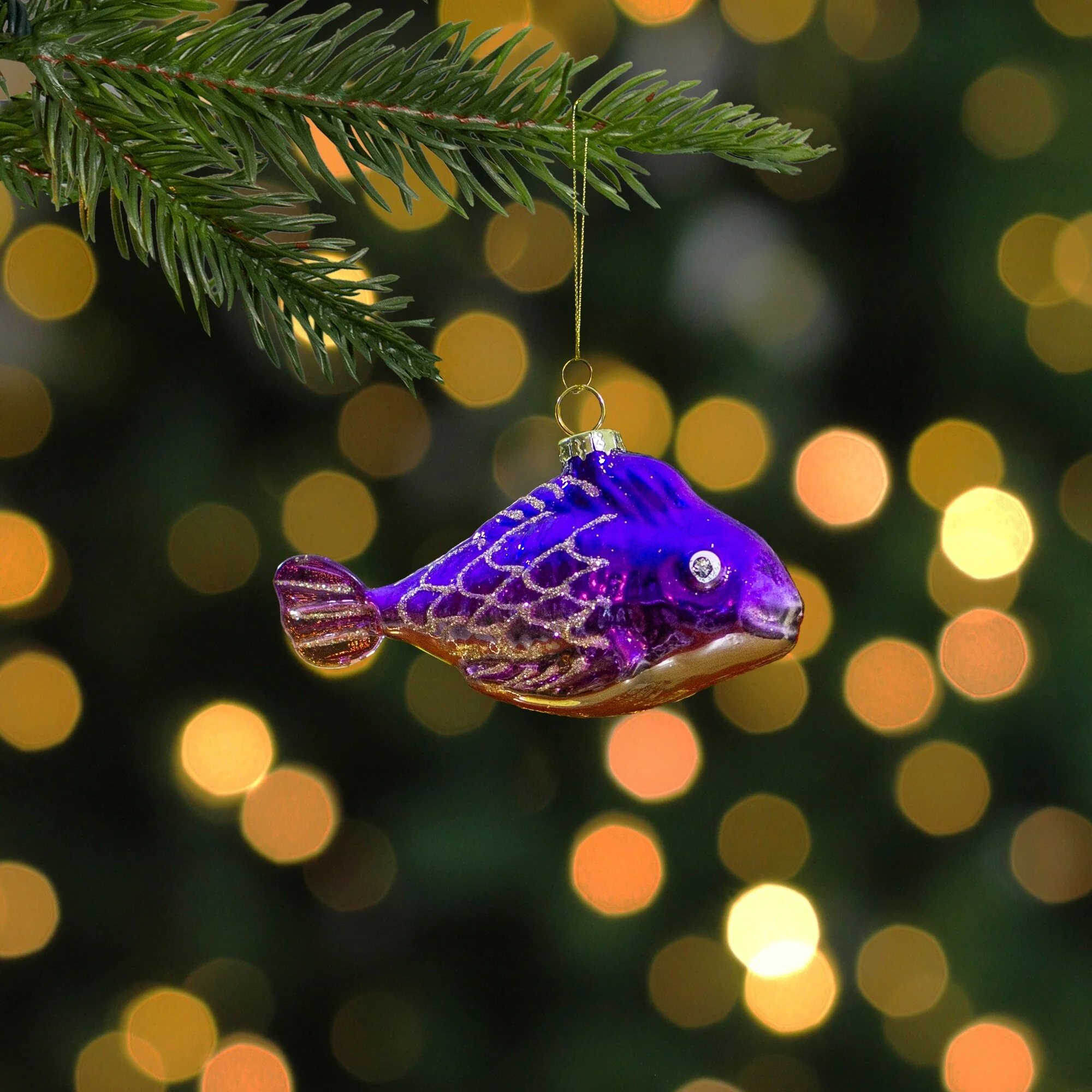 Glass Fish Christmas Ornament - 4