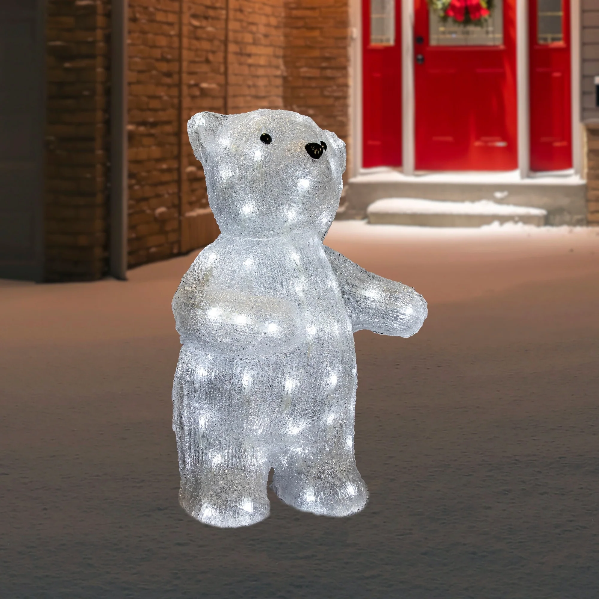 LED Lighted Commercial Grade Acrylic Polar Bear Outdoor Christmas Decoration - 16.5