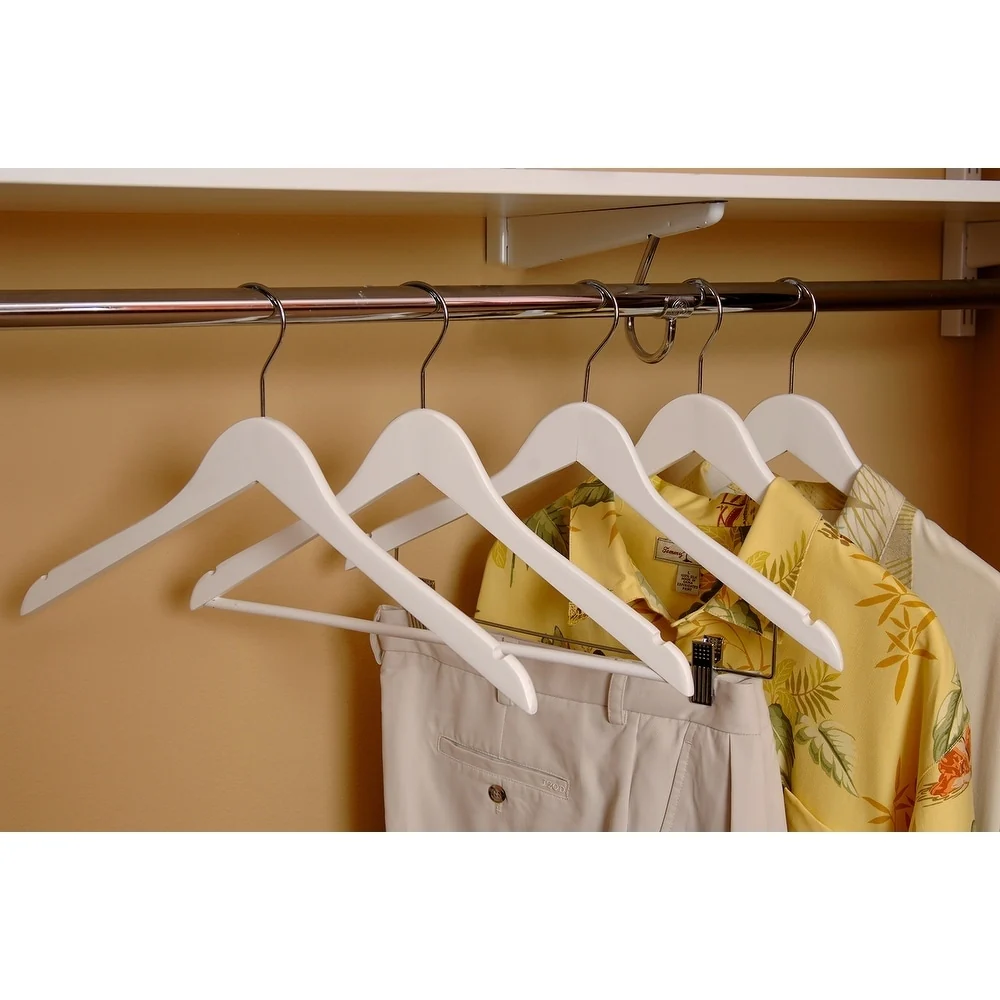 White Wooden Suit Hangers with Bar (Box of 100)