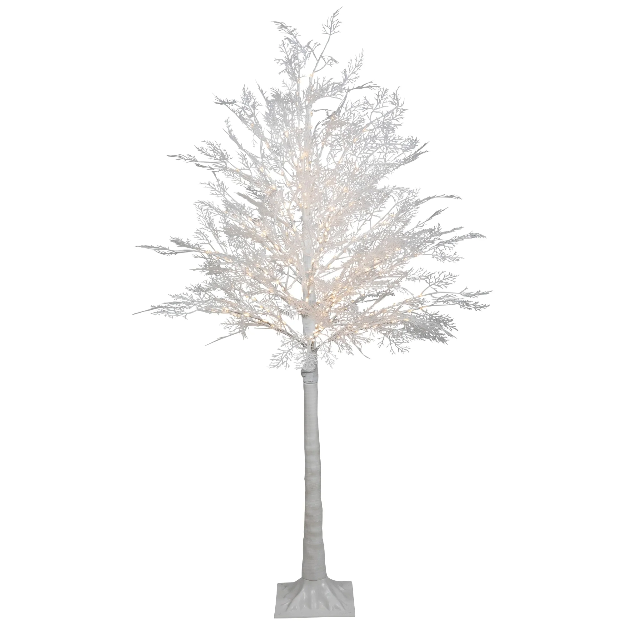 5' LED Lighted White Lace Artificial Christmas Tree Warm White Lights - 5 Foot