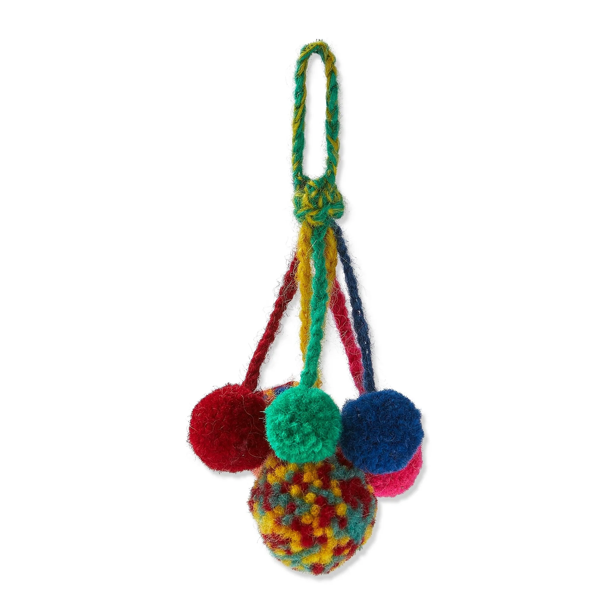 Handmade Pompom Swag Hanging Christmas Ornament XMAS Festive Winter Holidays Artificial Real Pine Tree Home Décor Decoration