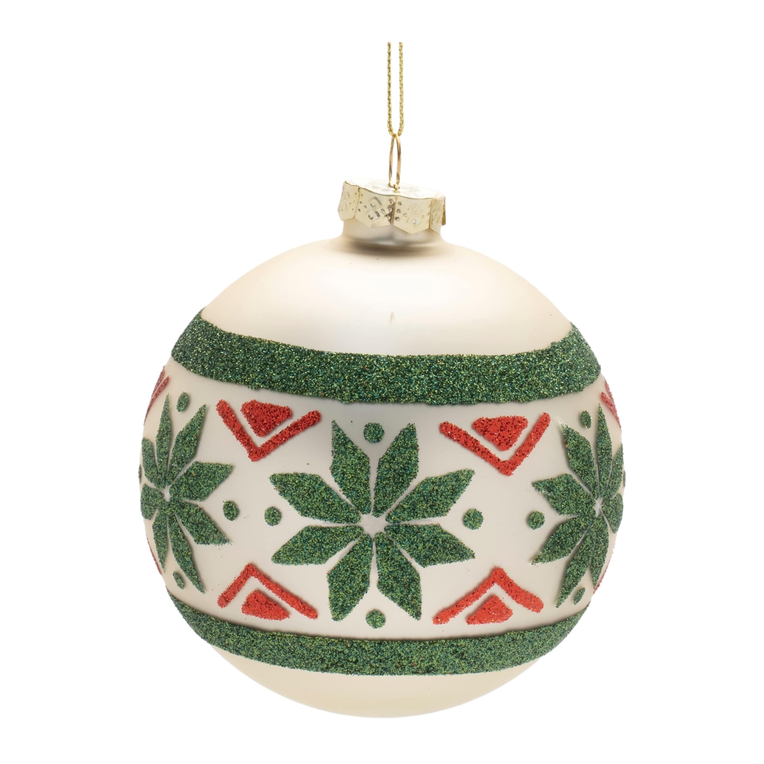 Glass Frosted Nordic Ball Ornaments Set of 6 Holiday Decor - 4” x 4” x 4.25” (L x W x H)