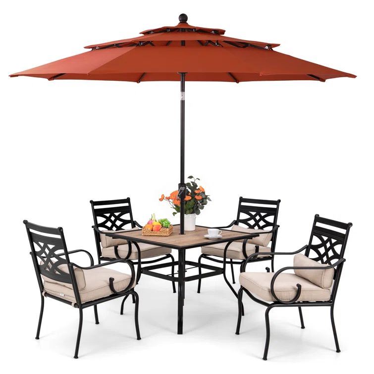 Alyah 4 - Person Square Outdoor Dining Set with Cushions