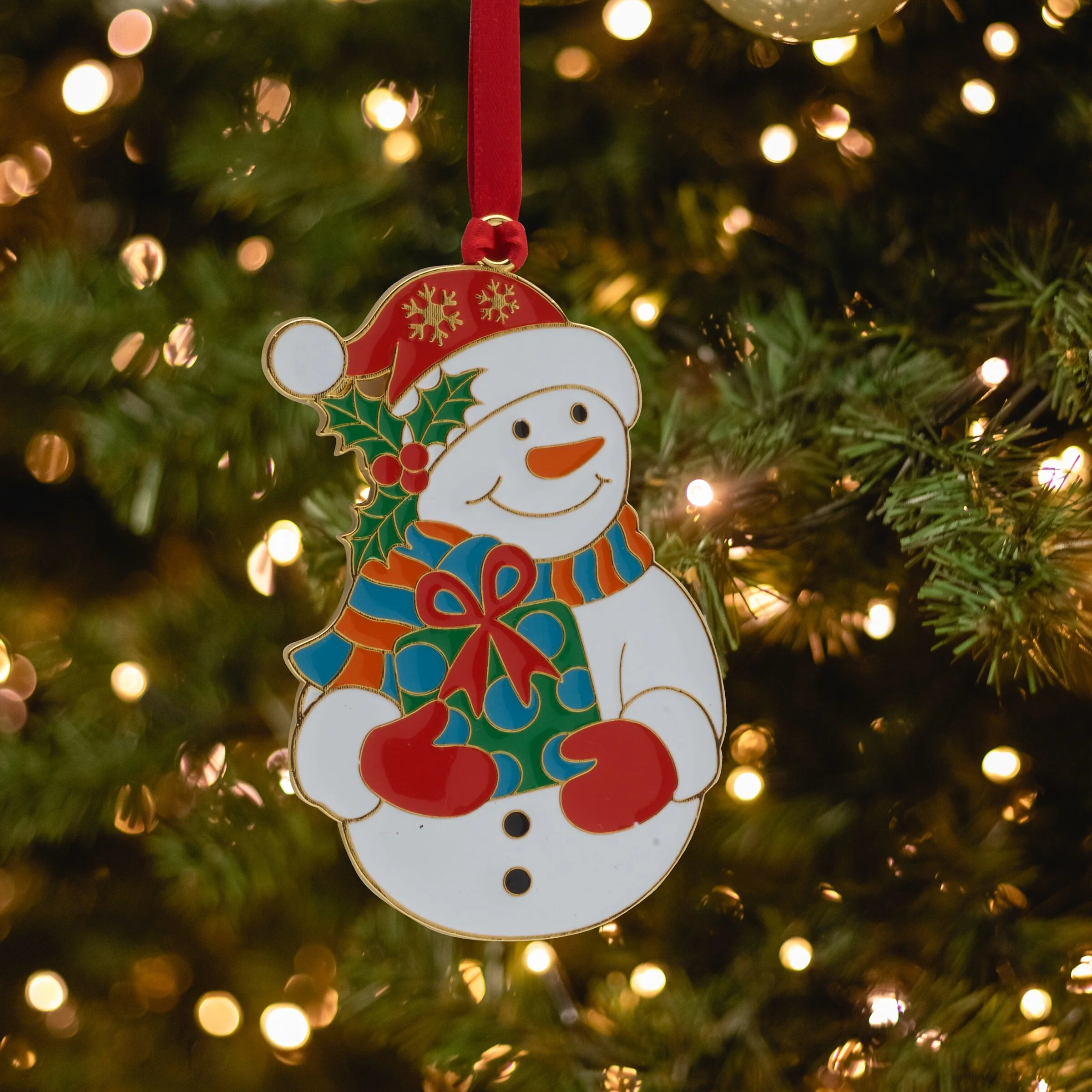 Wallace 2025 Gold-Plated Enameled Snowman Ornament, 16th Edition - N/A