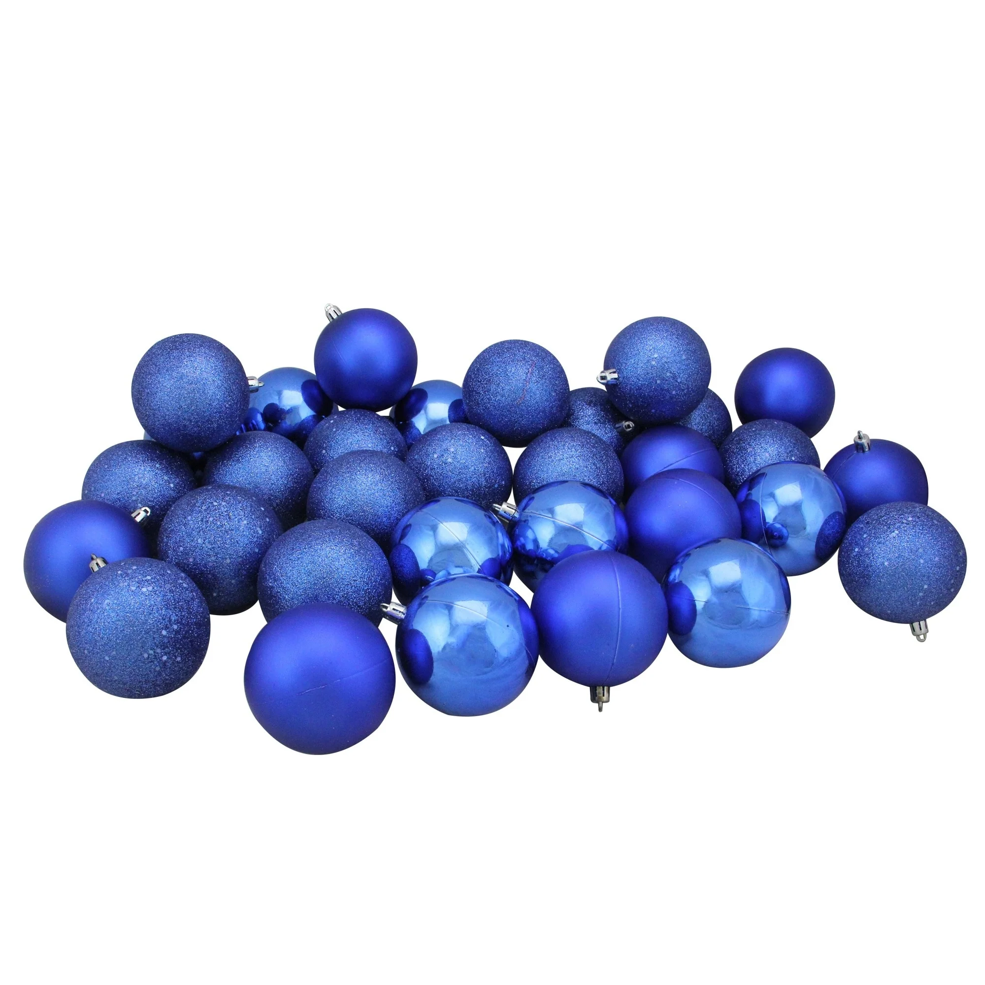 32ct Lavish Blue Shatterproof 4-Finish Christmas Ball Ornaments 3.25