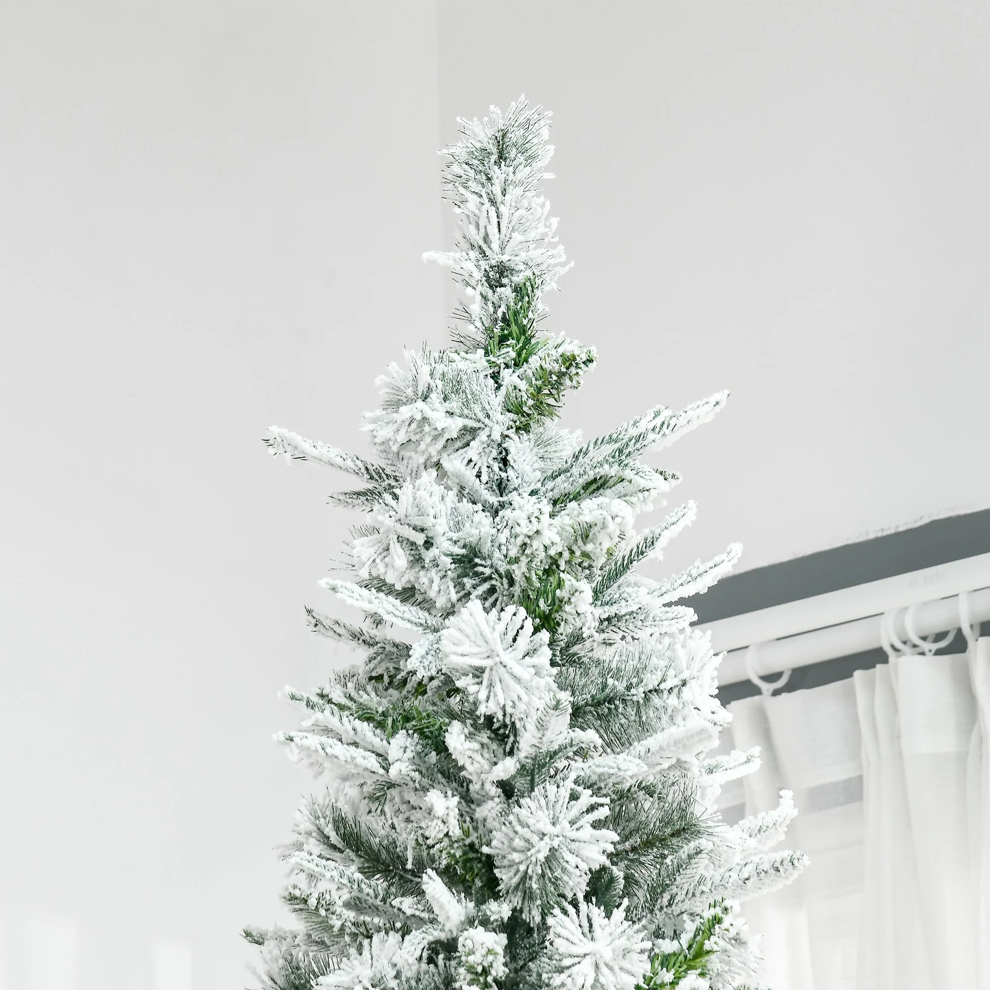 Elegant 9ft Unlit Snow-Flocked Pine Tree with Realistic Tips - Perfect Holiday Decor Centerpiece