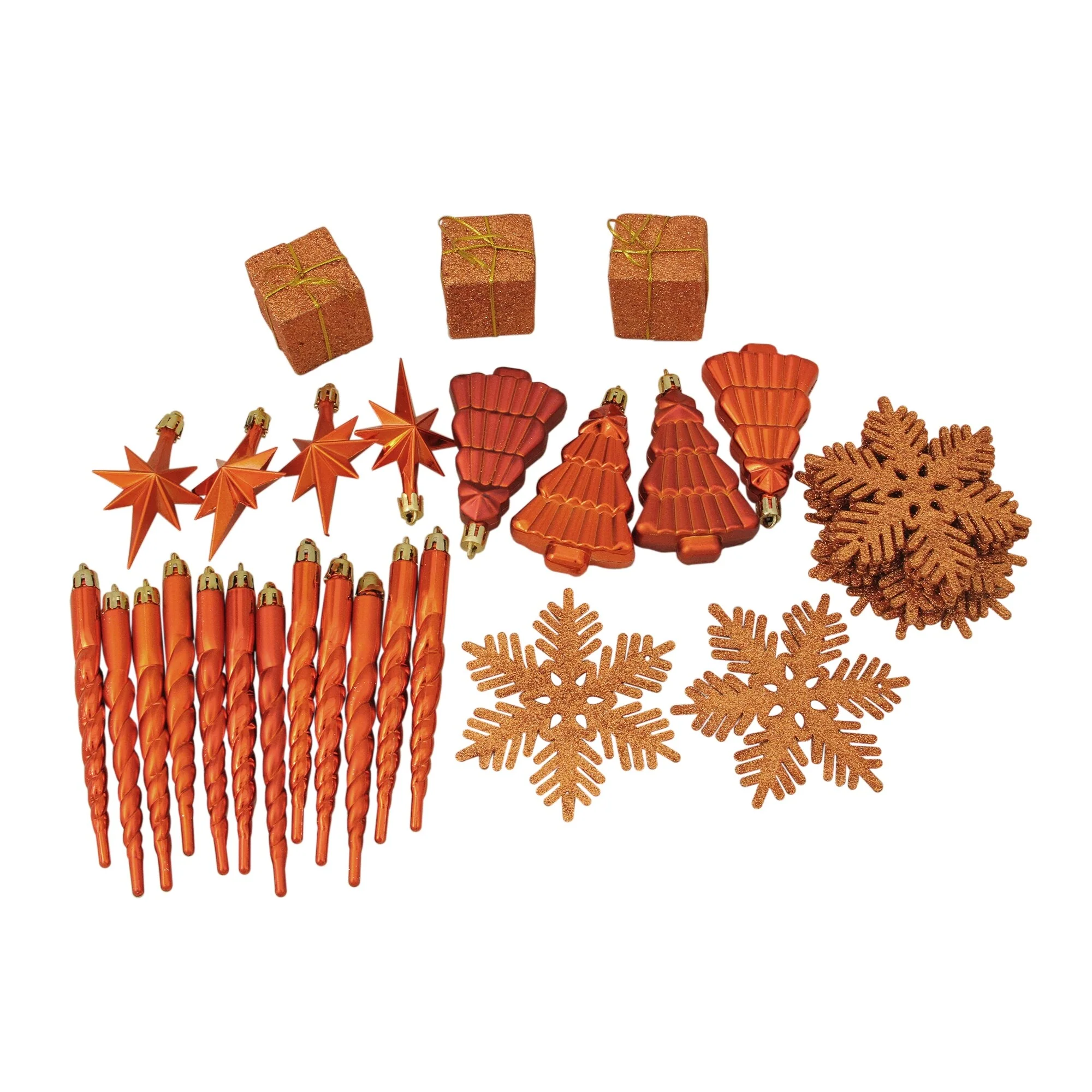 125ct Burnt Orange Shatterproof 4-Finish Christmas Ornaments 5.5