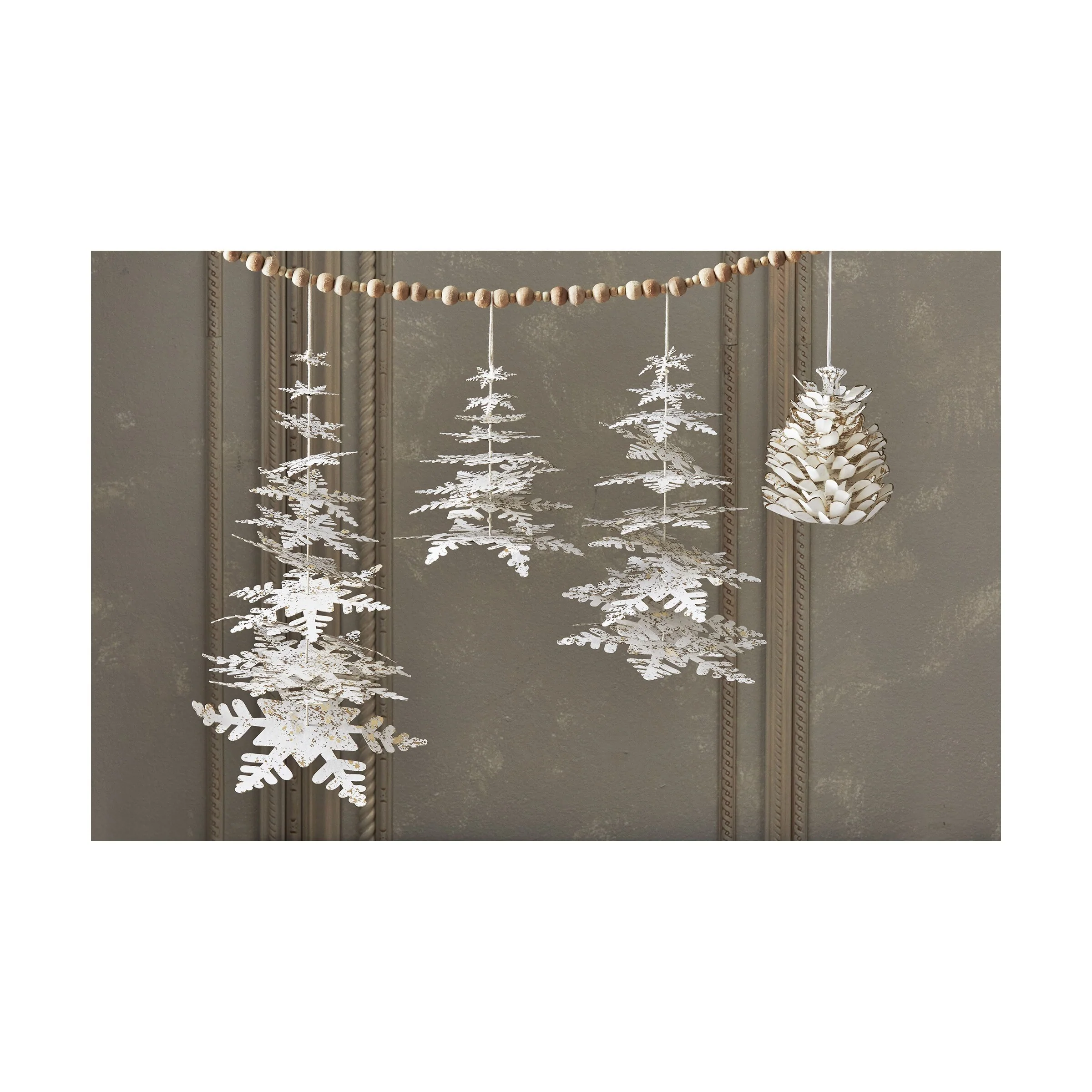 Paper Pinecone White Christmas Ornament XMAS Festive Winter Holidays Artificial Real Pine Tree Home Décor Decoration
