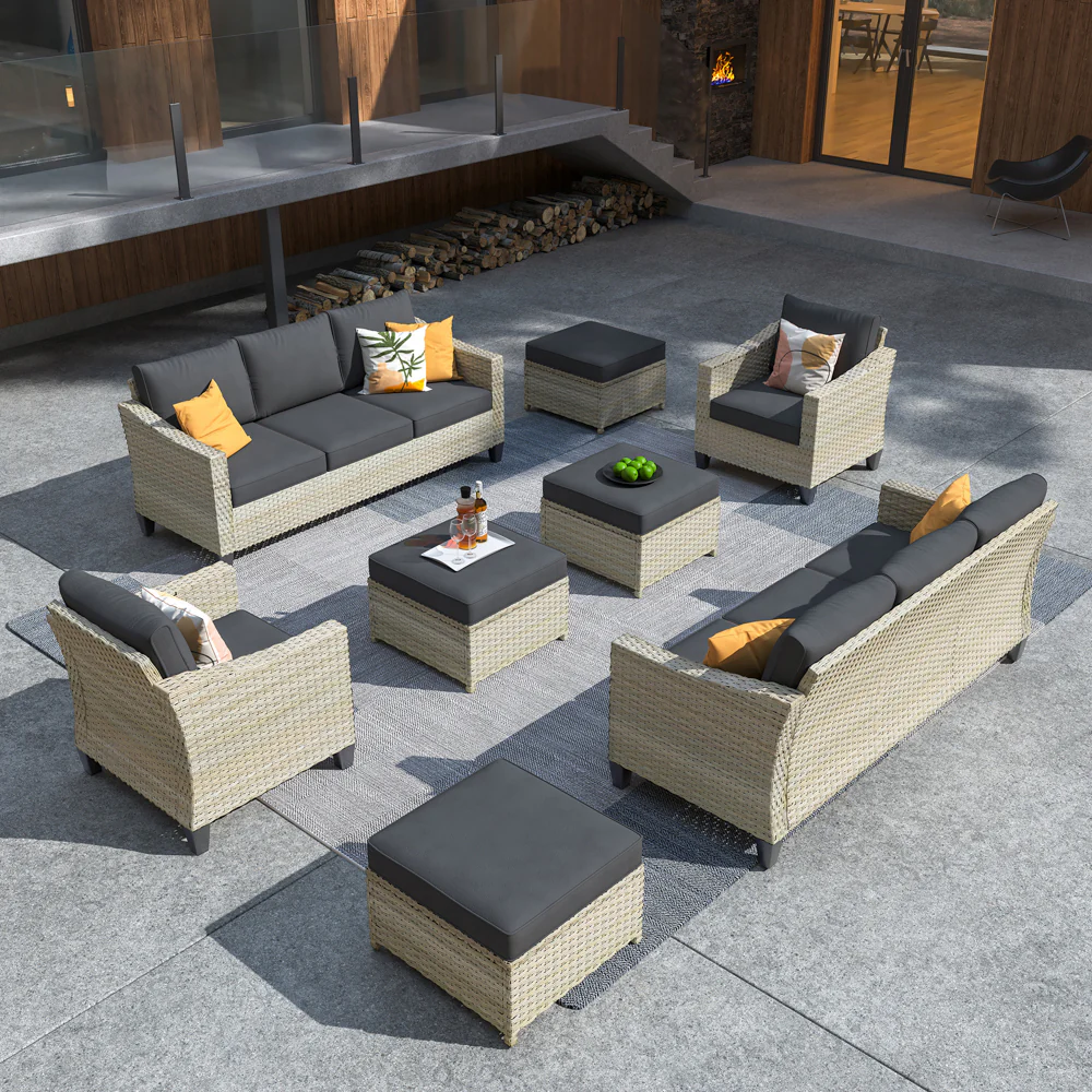 Ovios Athena Series Outdoor Patio Furniture Set 8-Piece with Cushions All Weather Wicker
