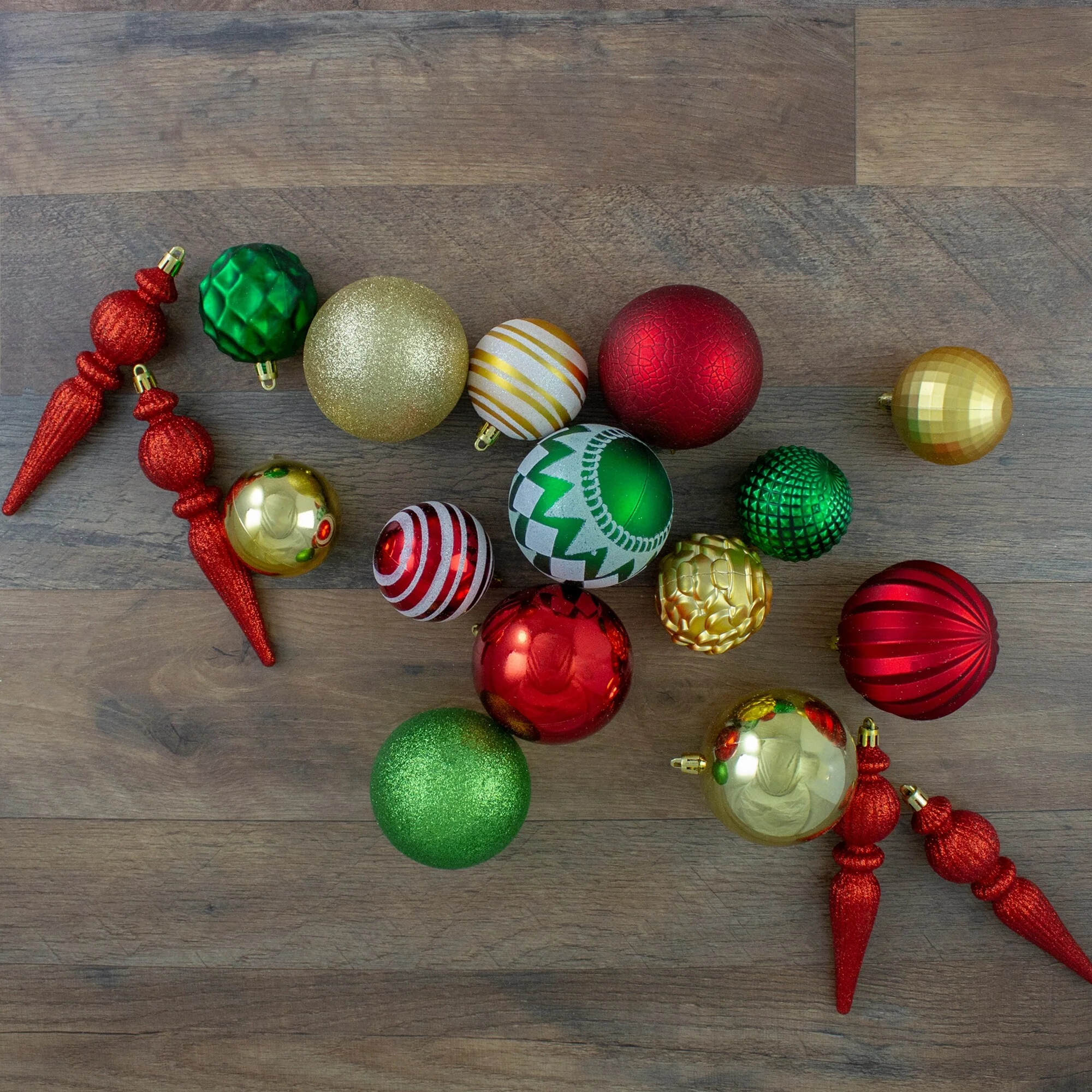 75Ct Red, Green Gold Shatterproof 3-Finish Christmas Ball Ornaments