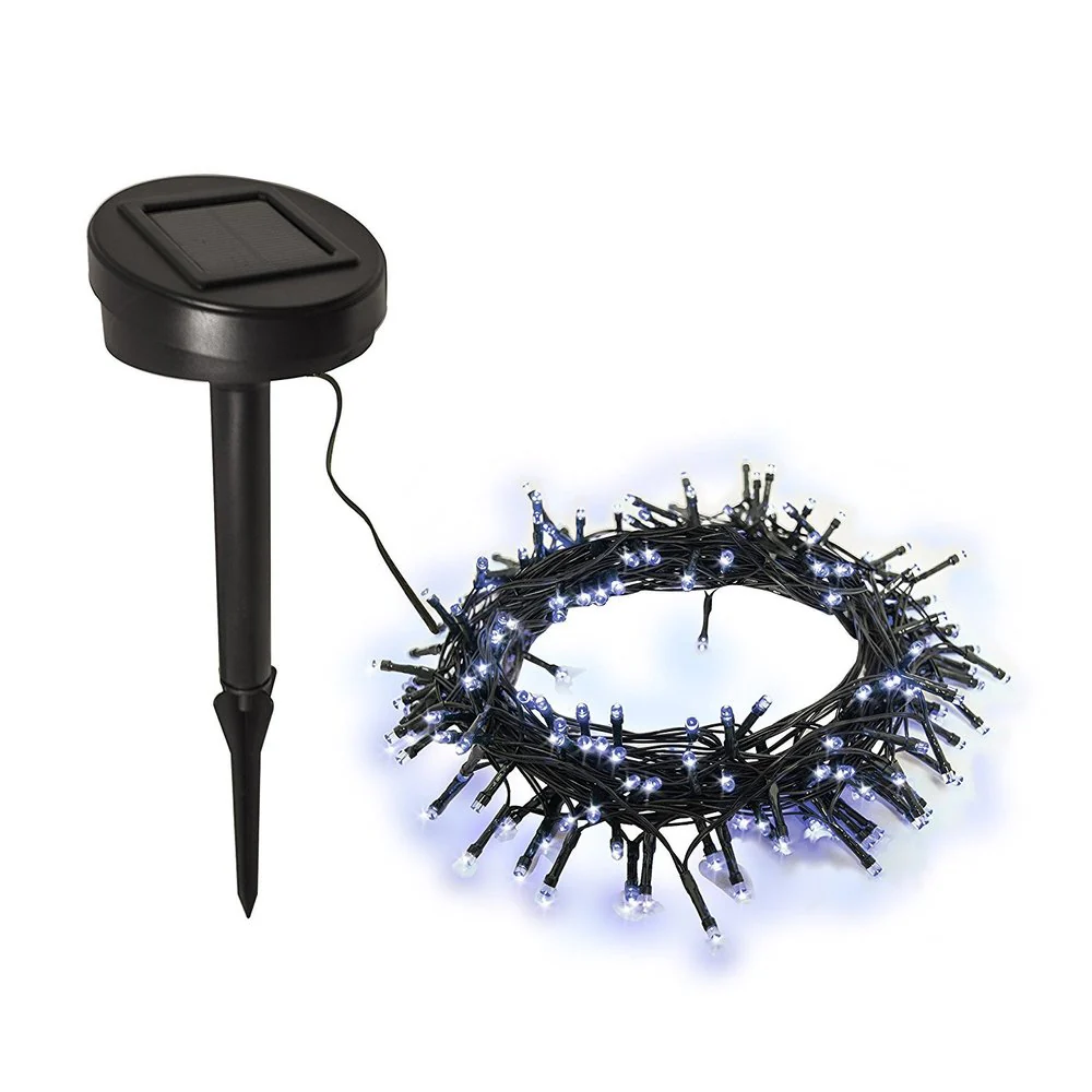 ALEKO Solar Powered White 100 LED Christmas String Lights Lot of 4