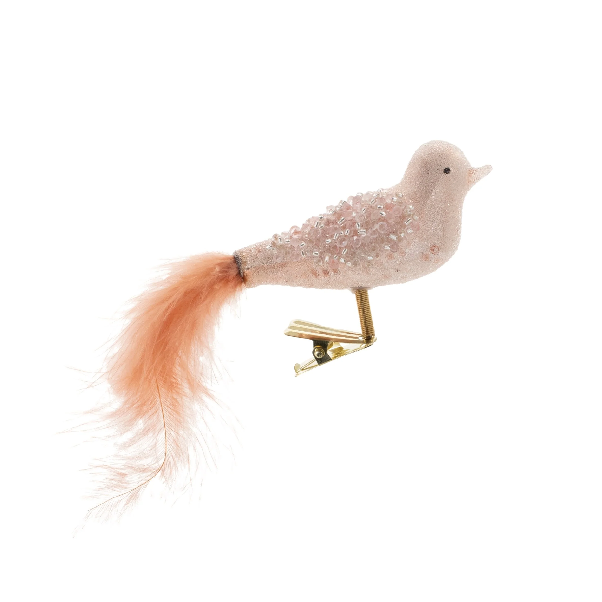 Glass Beaded Bird Ornaments with Clip Set of 12 Festive Decor - 6” x 1” x 2” (L x W x H)