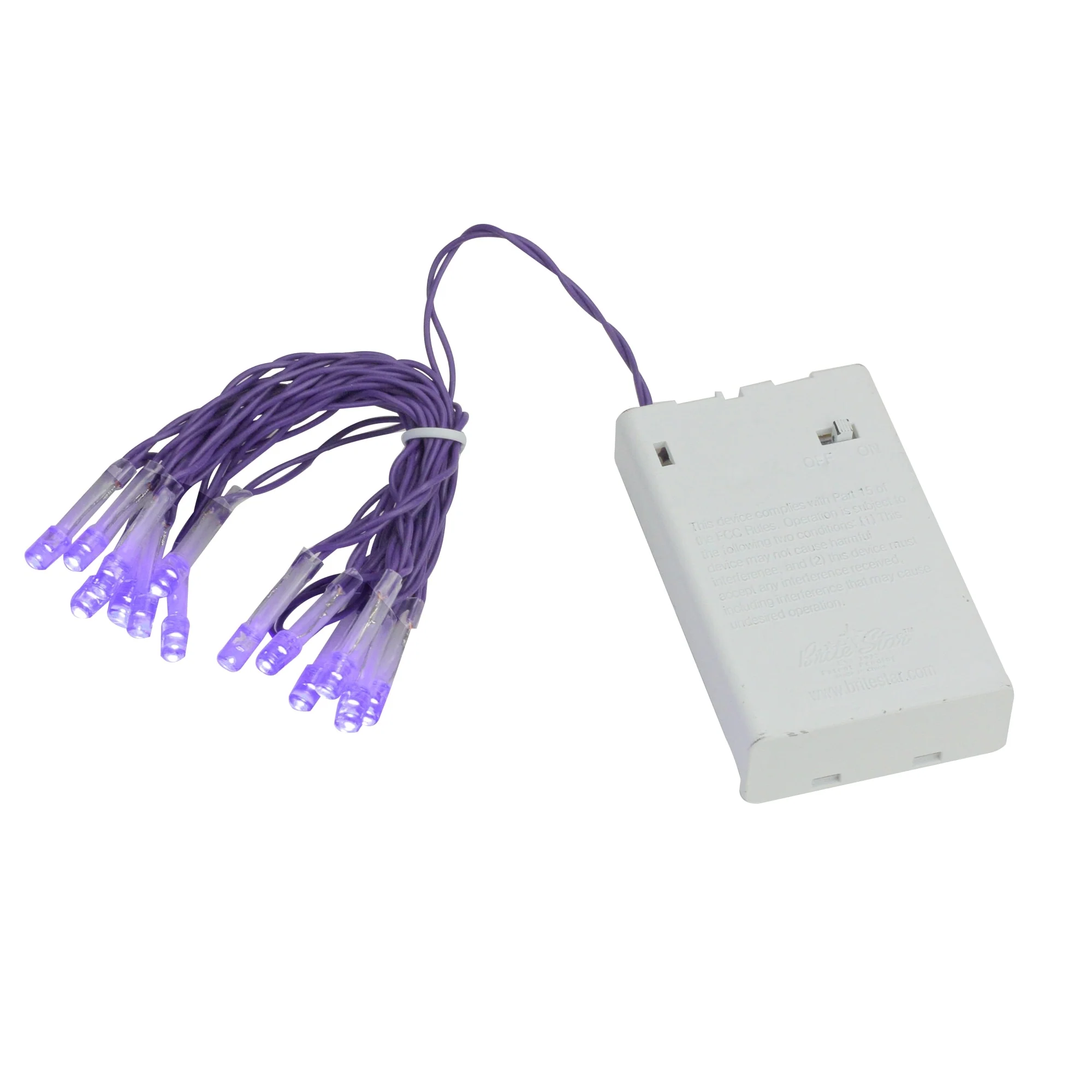 15-Count B/O Purple LED Micro Christmas Lights - 4.8 ft Purple Wire