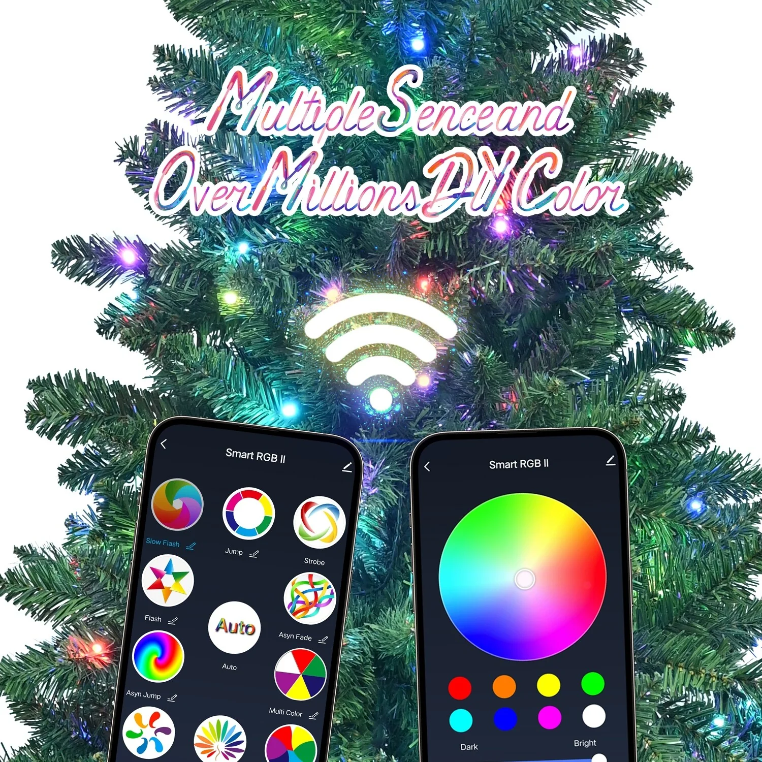 6ft Green Christmas Tree with 300 WiFi-Controlled RGB LED Lights, 751 PVC Tips,38 Light Functions,Music Sync,Hinged Structure