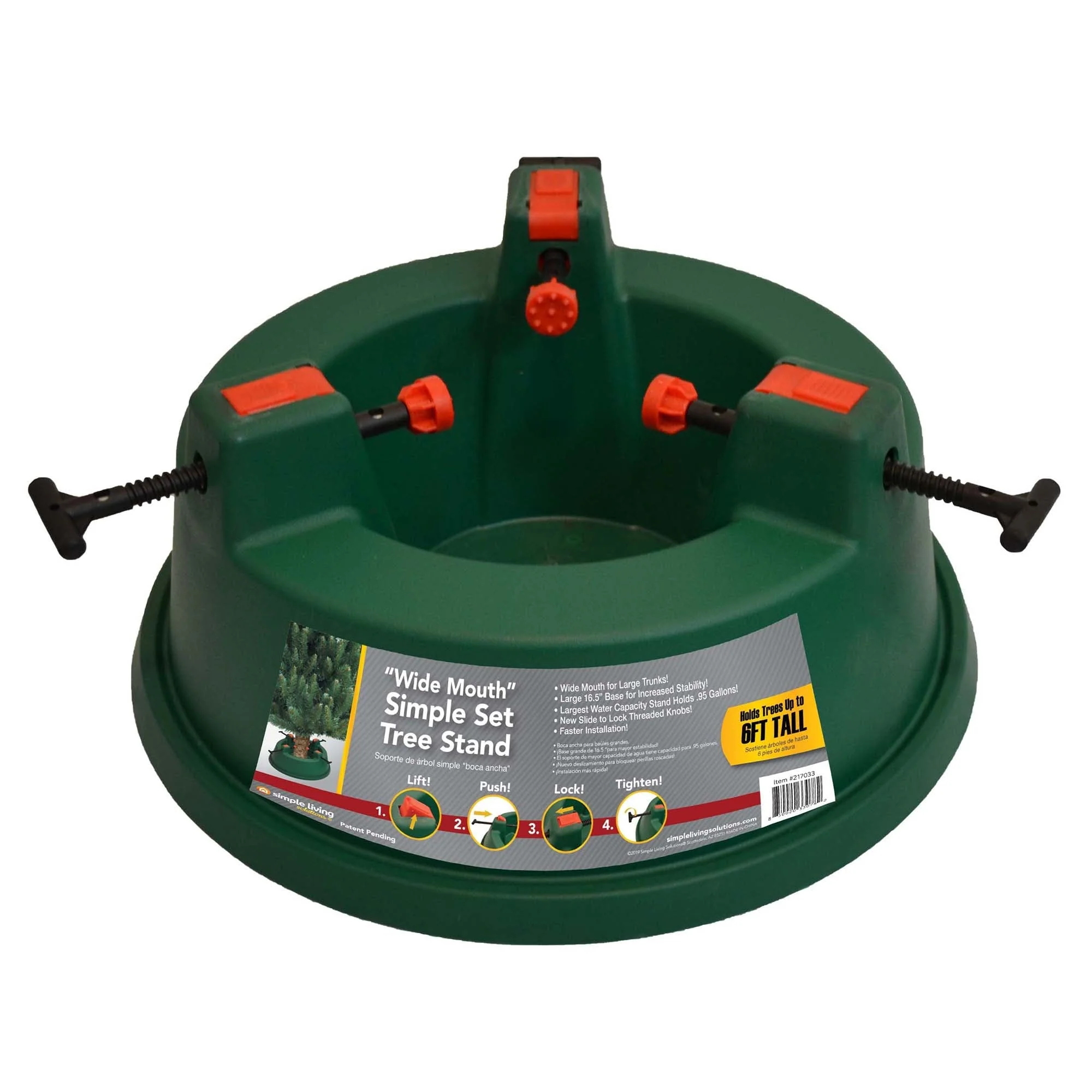 Green Wide Mouth Simple Set Live Tree St -Hold Trees Up To 6ft