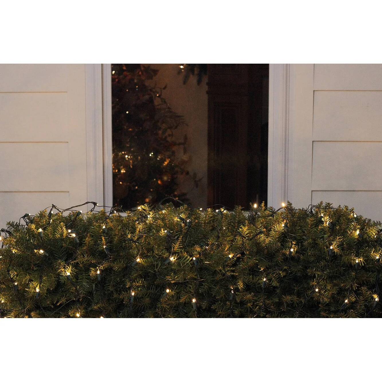 4'x6' Warm White LED Wide Angle Net Style Christmas Lights, Green Wire