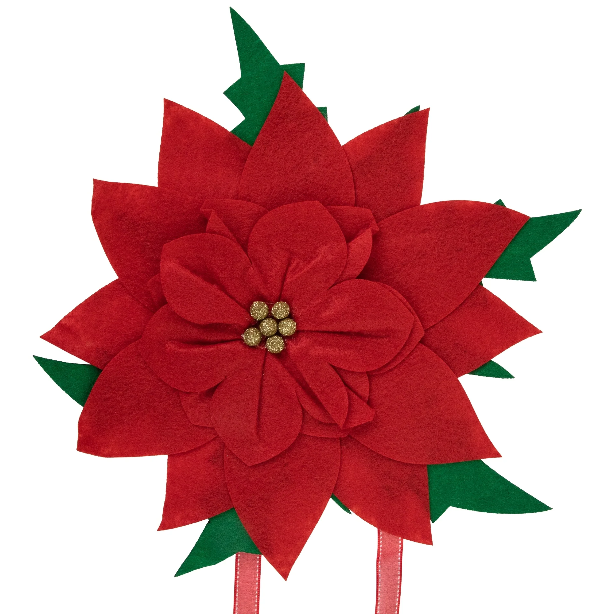 Red Poinsettia Tie-On Christmas Tree Topper Unlit - 14