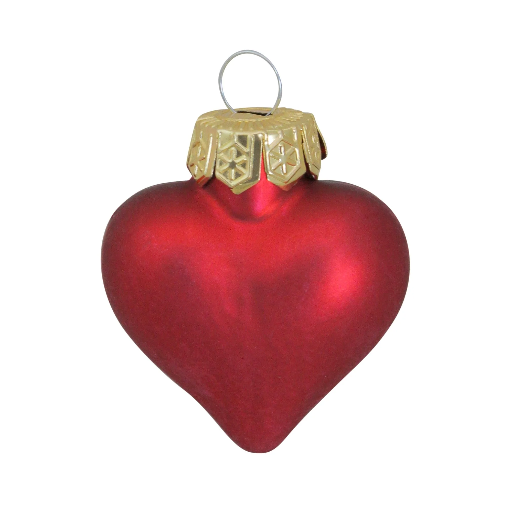 56ct Red Matte Finish Glass Heart Christmas Ornaments - 1.75