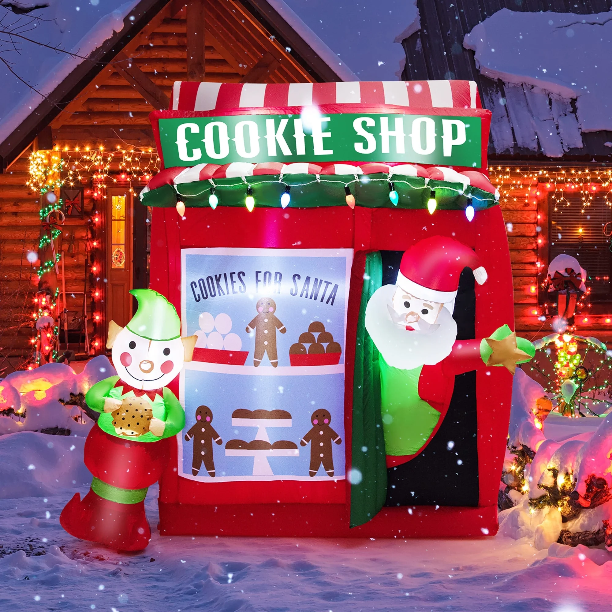 Gymax 6.3FT Self Inflatable Santa Claus Cookie Shop Christmas - See Details