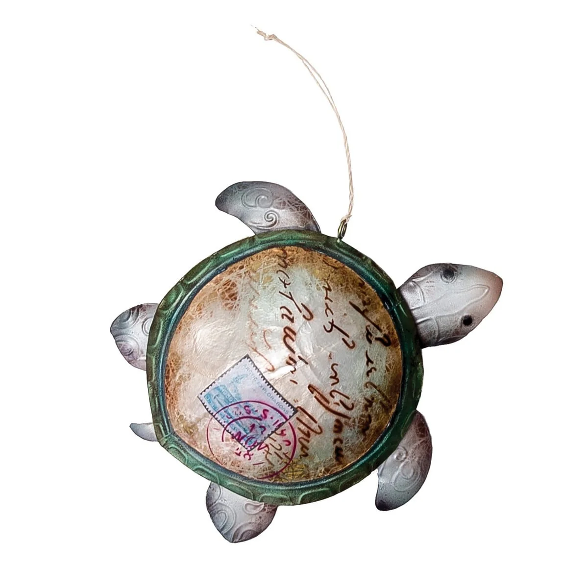 Postcard Beach Sea turtle Christmas Xmas Ornament