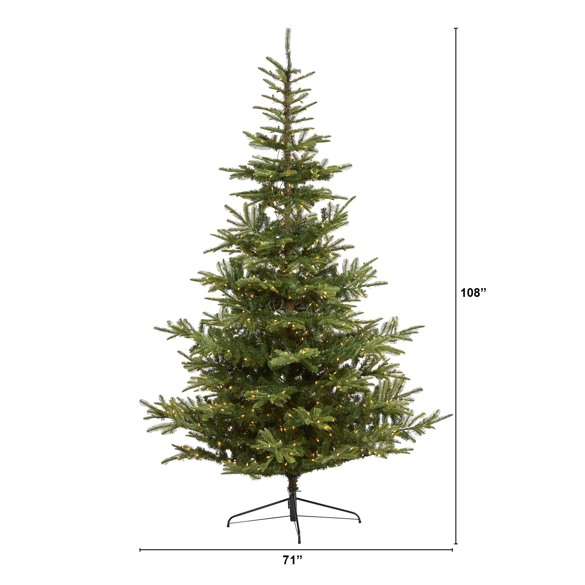 9' Layered Washington Spruce Christmas Tree with 750 Lights - Green