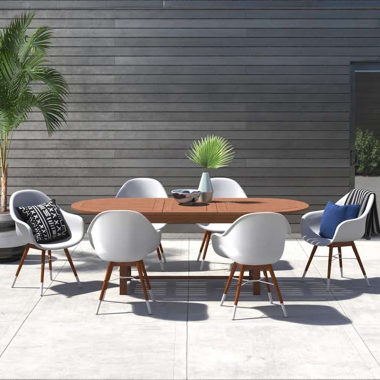 Alyisa 8 - Person Rectangular Extendable Outdoor Dining Set