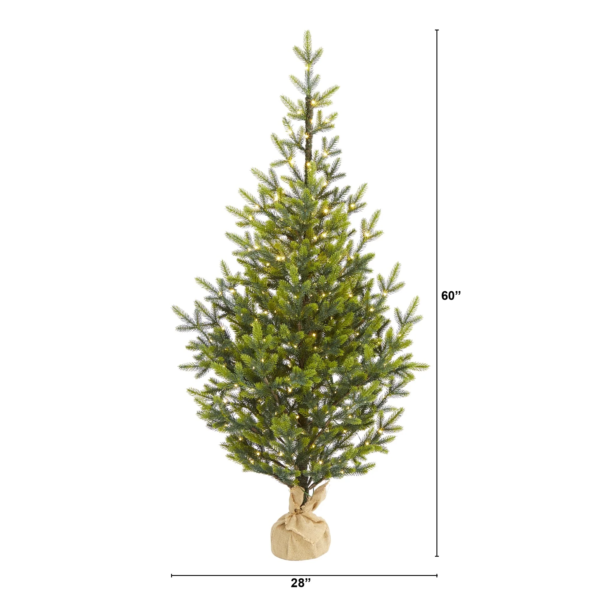 5’ Pre-Lit Potted Fraser Fir Artificial Christmas Tree, Clear Lights - 5 Foot