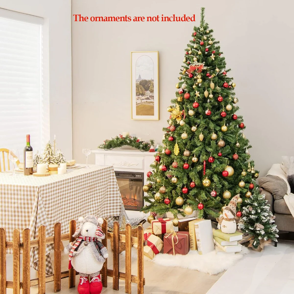 7.5ft Christmas Tree with 1346 Branch Tips Artificial Xmas Tree with Metal Hinges & Foldable Base - N/A