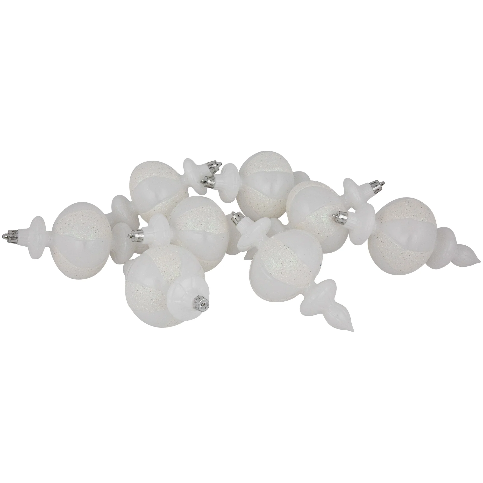 8-Count White Shatterproof Finial Christmas Ornaments, 6