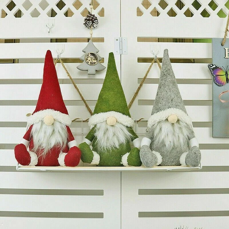 3 Pcs Christmas Faceless Gnome Plush Dolls Xmas Ornament