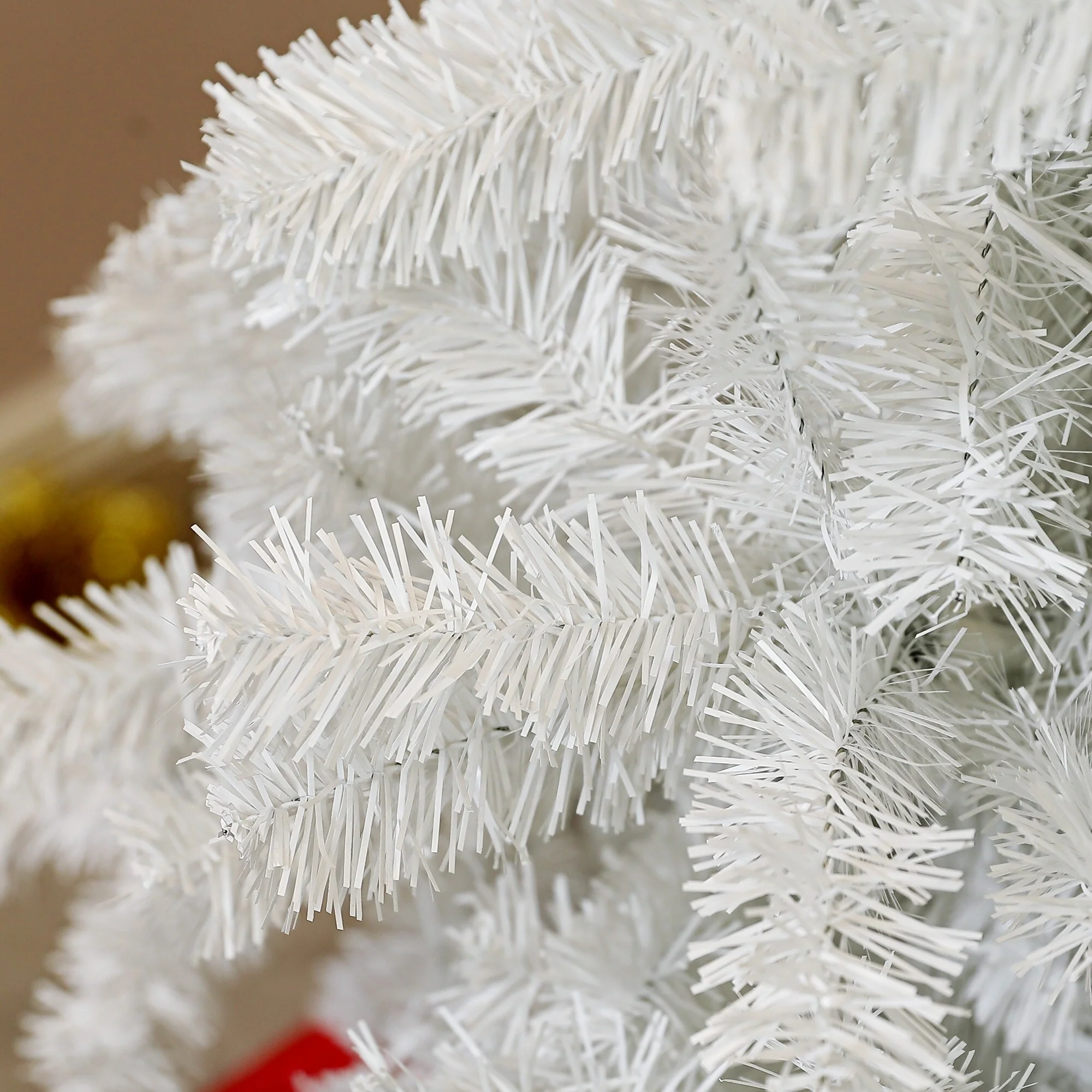 Unlit 6ft Artificial Christmas Tree, White Finish, Steel Base, Holiday Décor with 1000 Tips