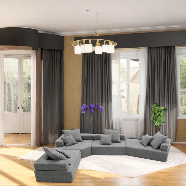 Luxury Sofa Boucle Oversized Modular U-shaped Sectional Sofa Convertible Sleeper Couch Sofa Bed