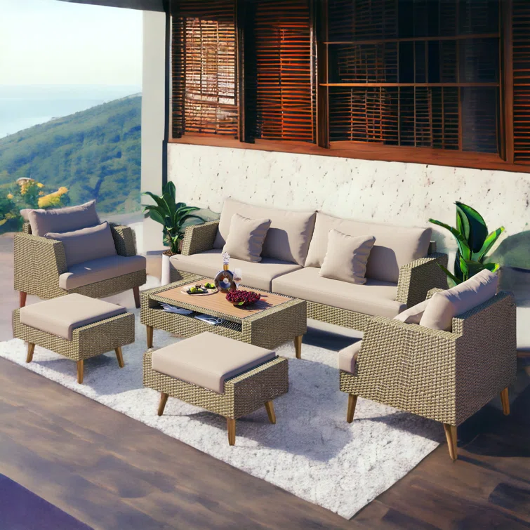 Ipke 6 - Person Outdoor Seating Group with Cushions