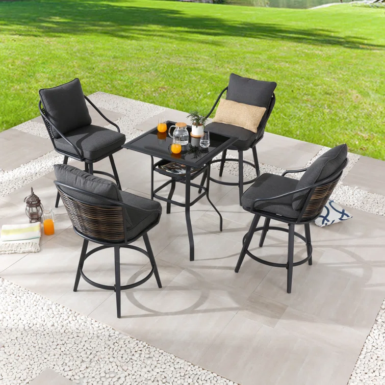 Abrihet 4 - Person Square Outdoor Dining Set with Cushions
