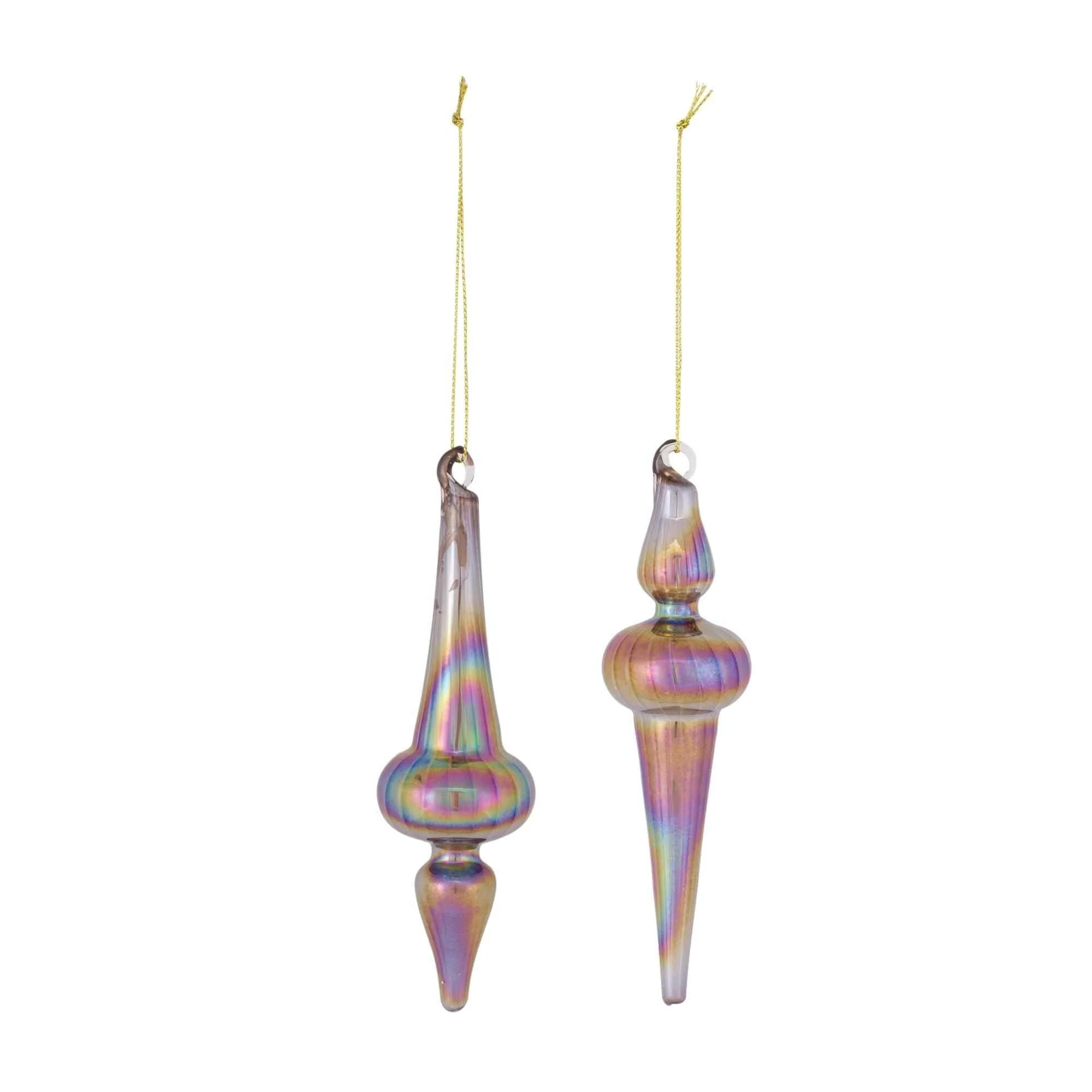 12ct Purple Bronze Irredescent Glass Finial Drop Ornaments 6