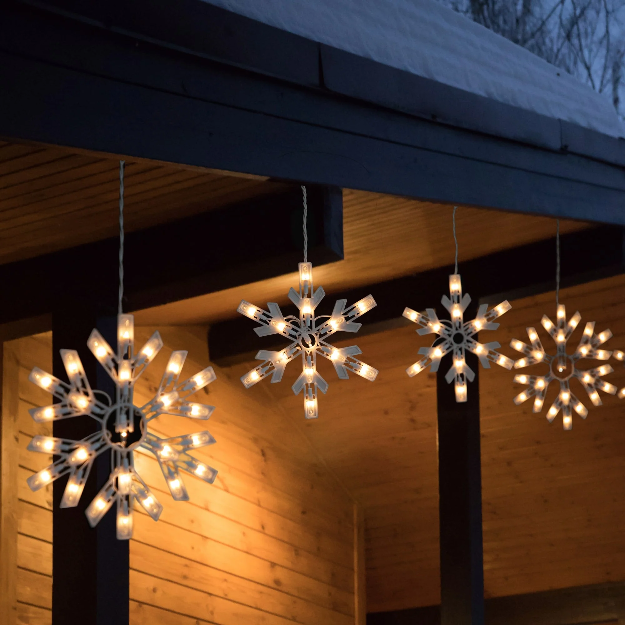 Snowflake Christmas Lights - White - 8.5' White Wire - 5ct